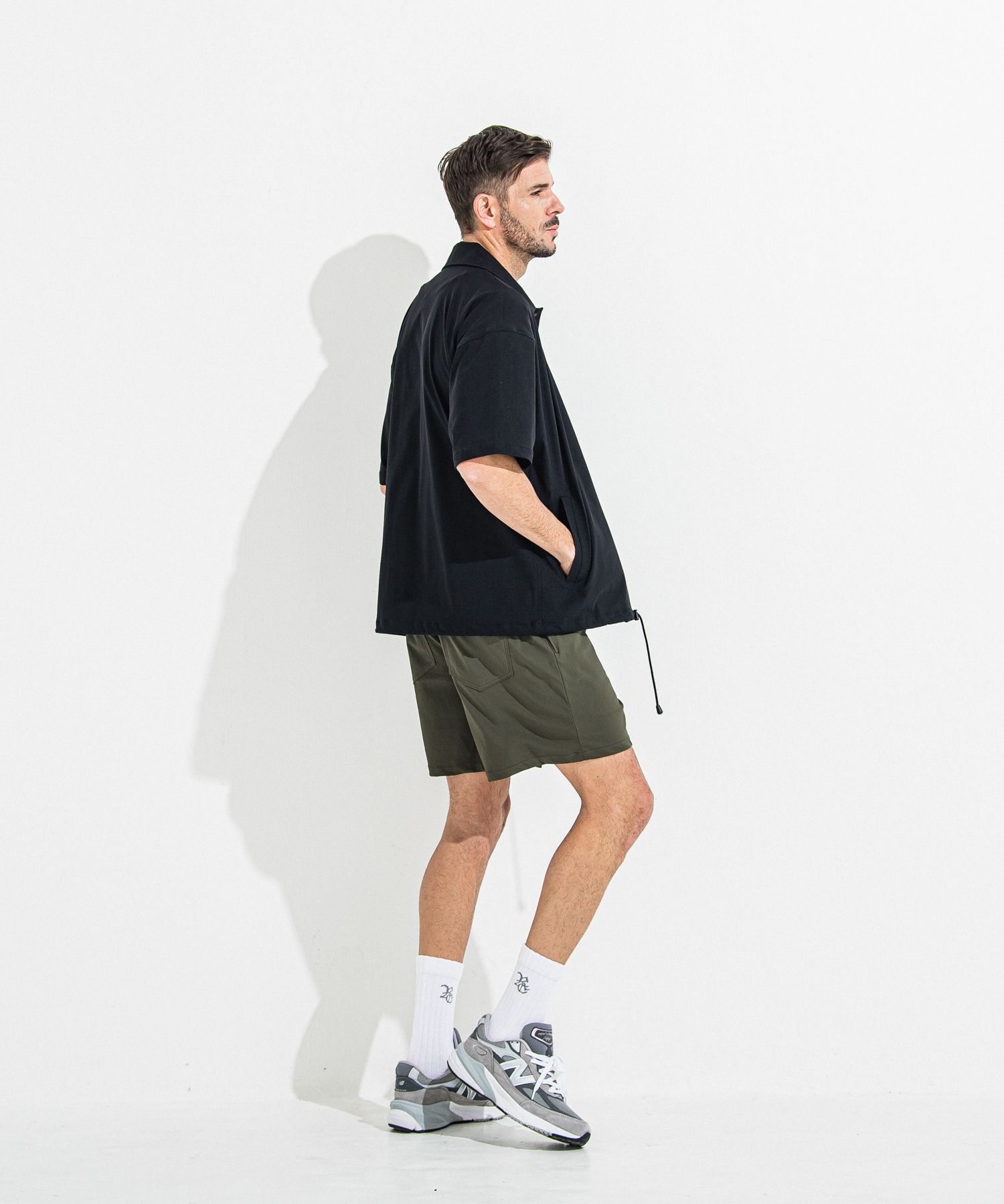 NYLON HALF COACH JACKET / RC36-C-002 / 半袖ナイロンコーチジャケット / ブラック