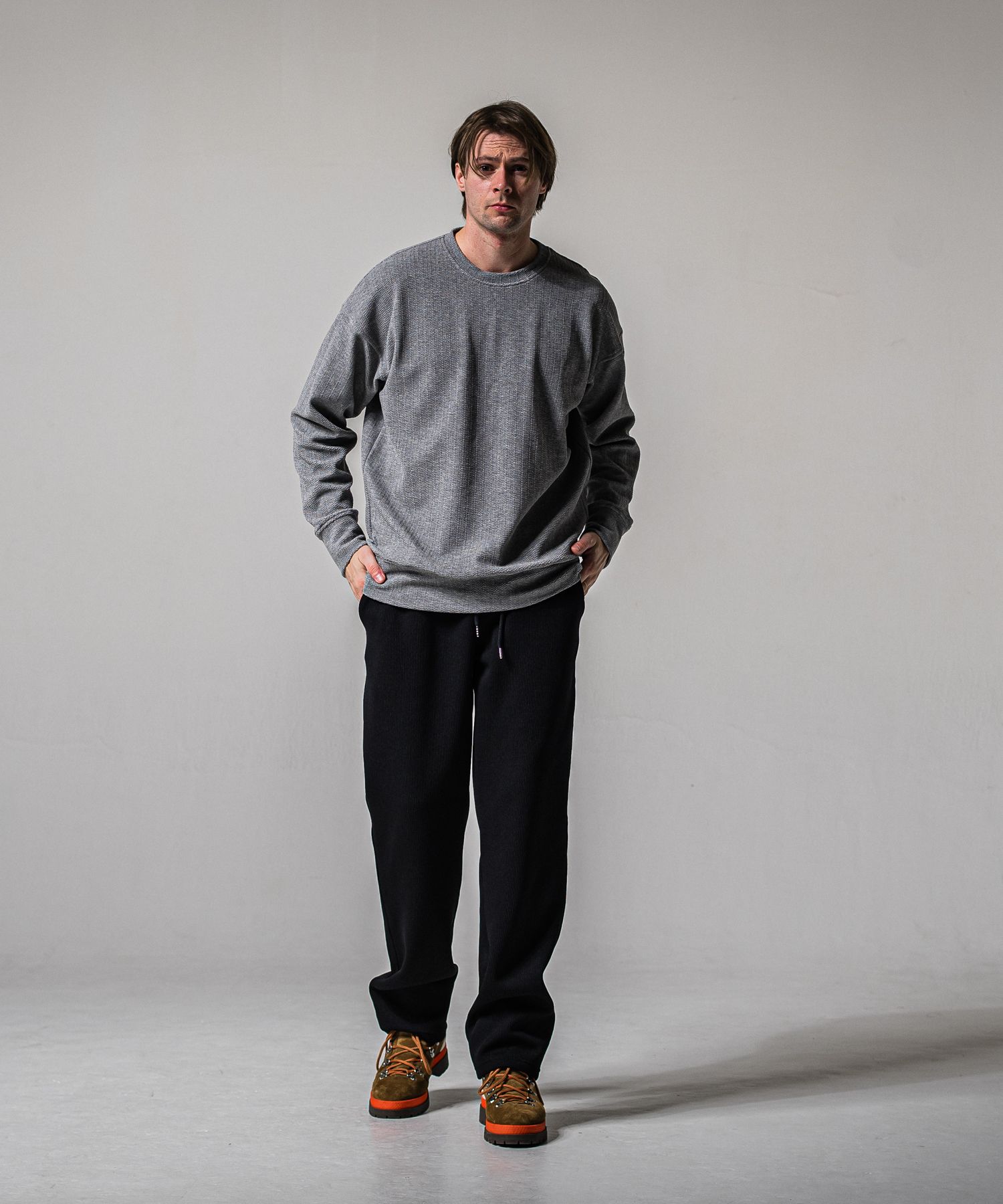 AZE WIDE TUCK PANTS / RC39-ST-016WT2 / 高機能畦編みニットワイドタックパンツ / ブラック (1月中旬入荷予定)