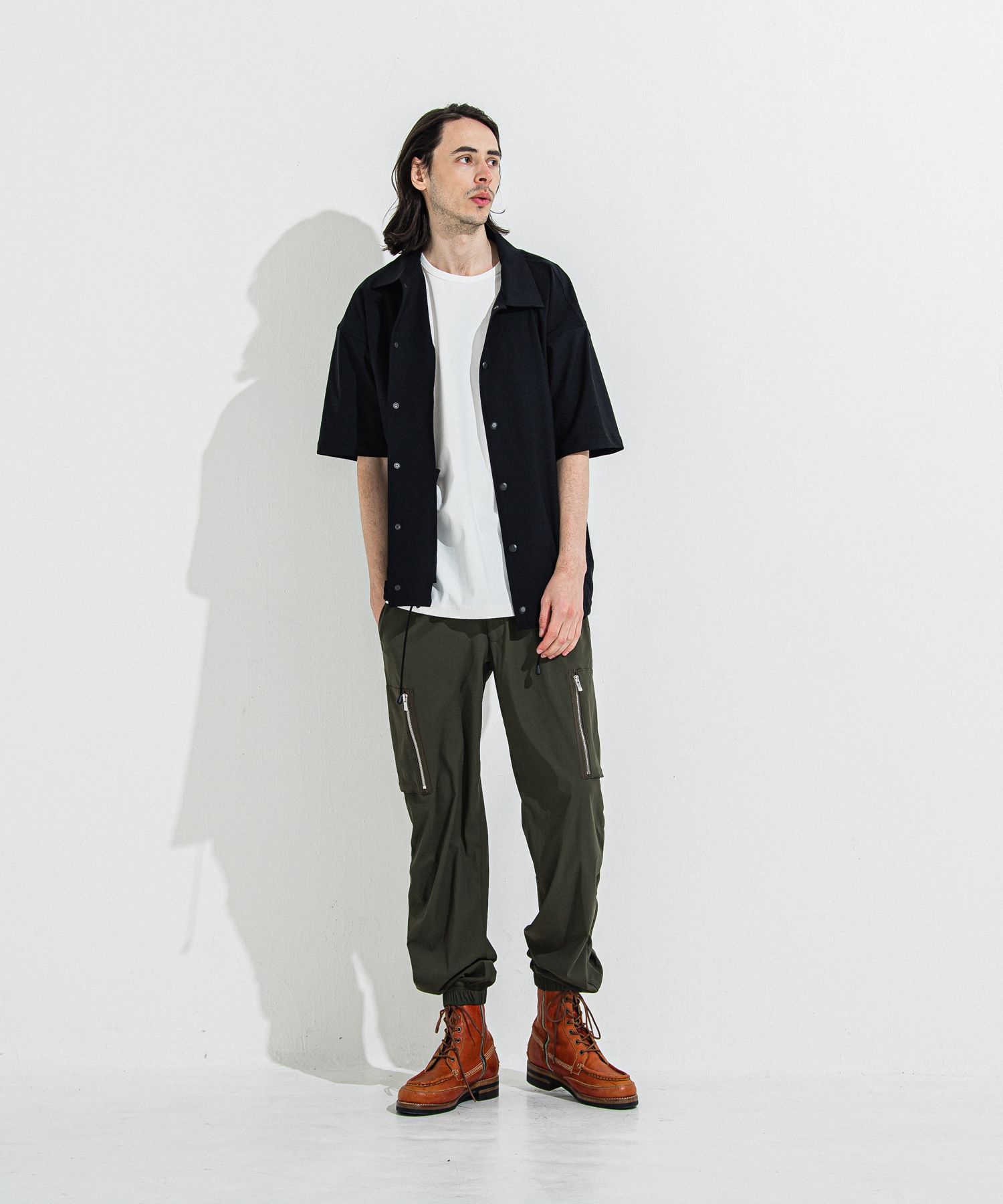 NYLON HALF COACH JACKET / RC36-C-002 / 半袖ナイロンコーチジャケット / ブラック