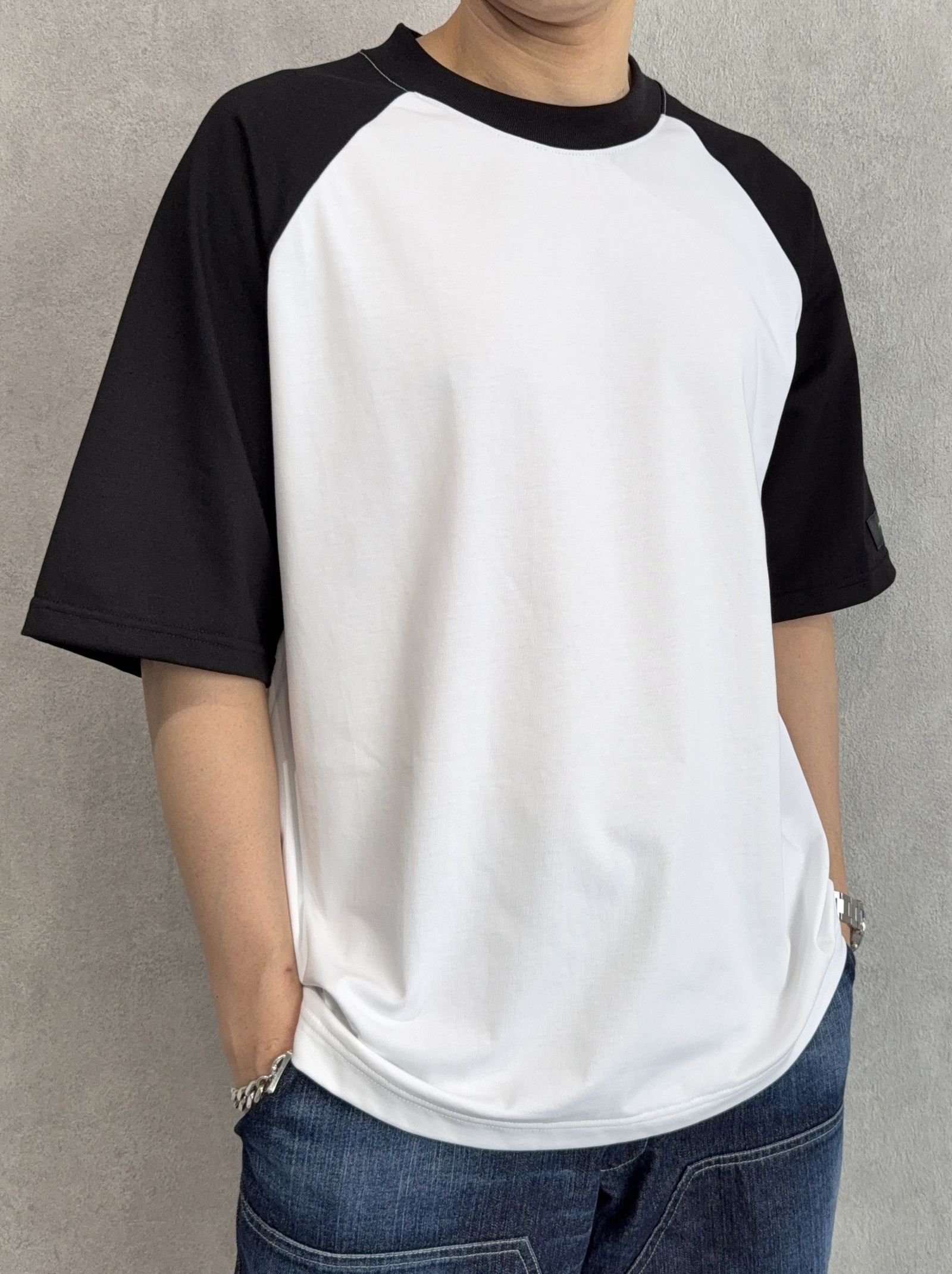 BACK RC RAGLAN OVER TEE / RC39-T-001 / バックロゴラグランビッグTシャツ / ホワイト×ブラック