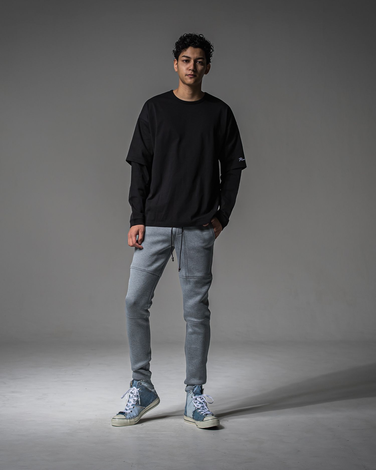 FAKE LAYERED LONG SLEEVE / RC37-T-004 / レイヤードロングスリーブTシャツ / ブラック