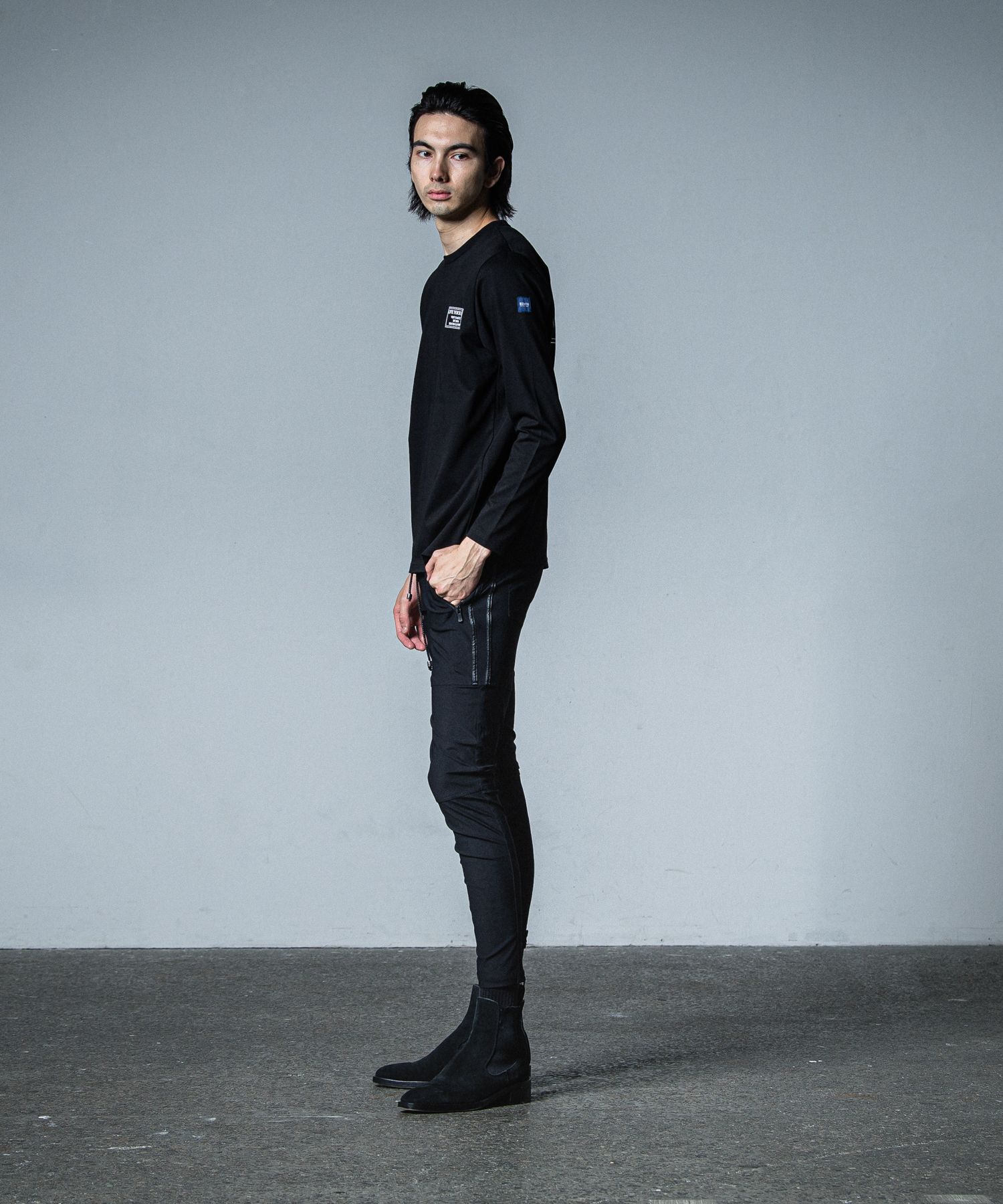 CREW LONG SLEEVE TEE / RC33-T-002 / バックプリント長袖Tシャツ / ブラック