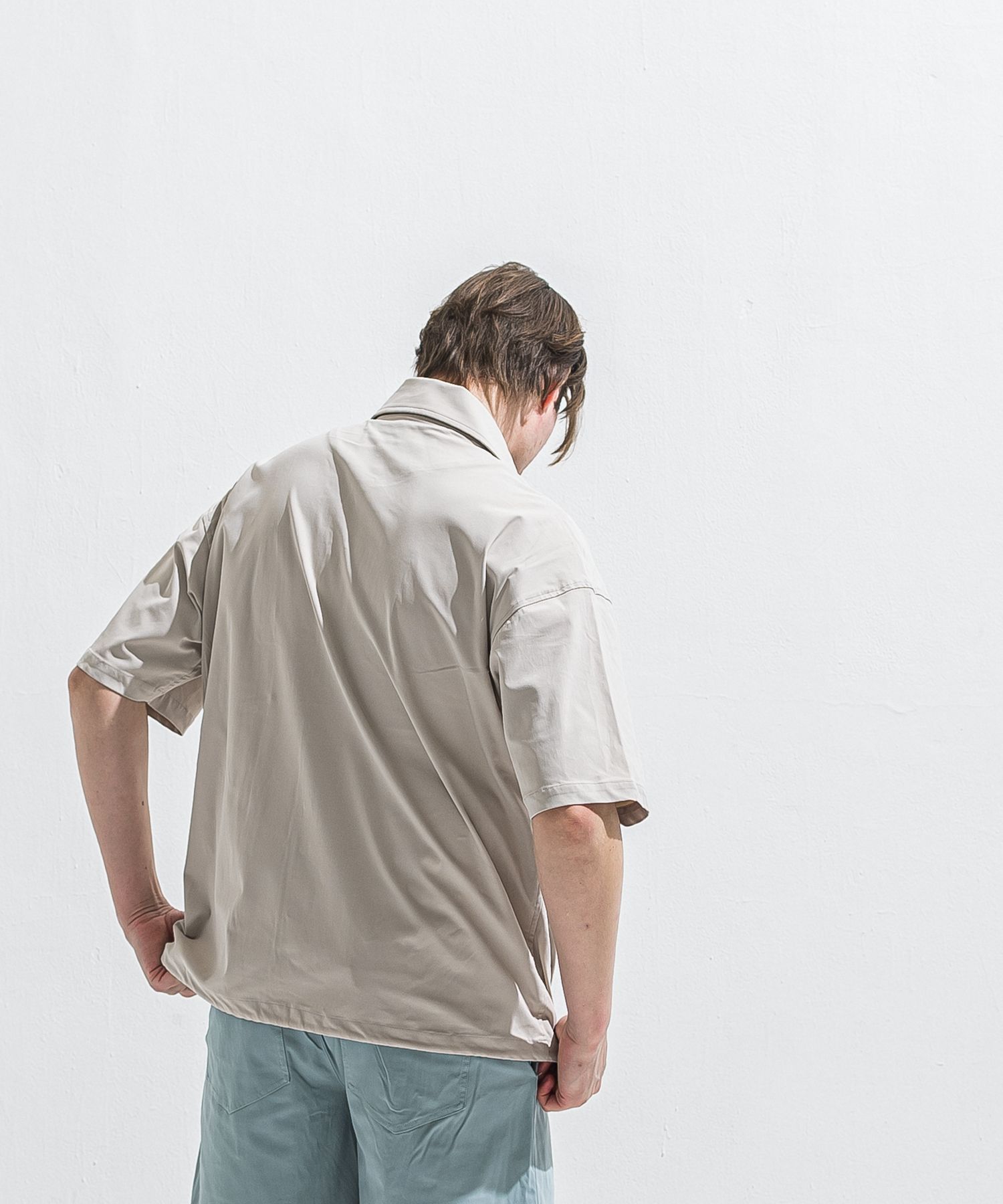 NYLON HALF COACH JACKET / RC40-C-002 / 半袖ナイロンコーチジャケット / グレージュ (5月中旬入荷予定)