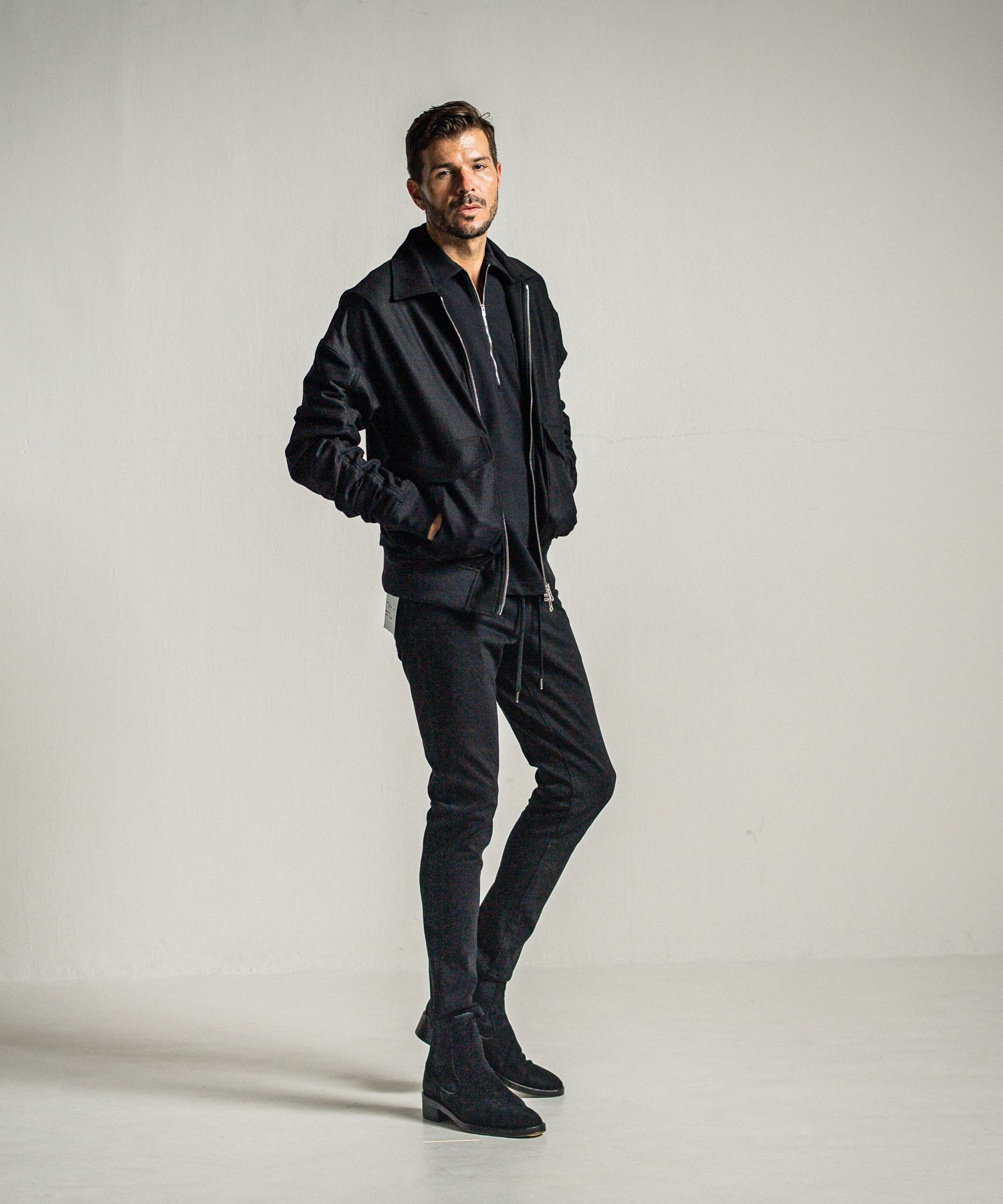 PULLOVER JERSEY SHIRT / RC34-SH-002 / 裏起毛ハーフジップシャツ / ブラック