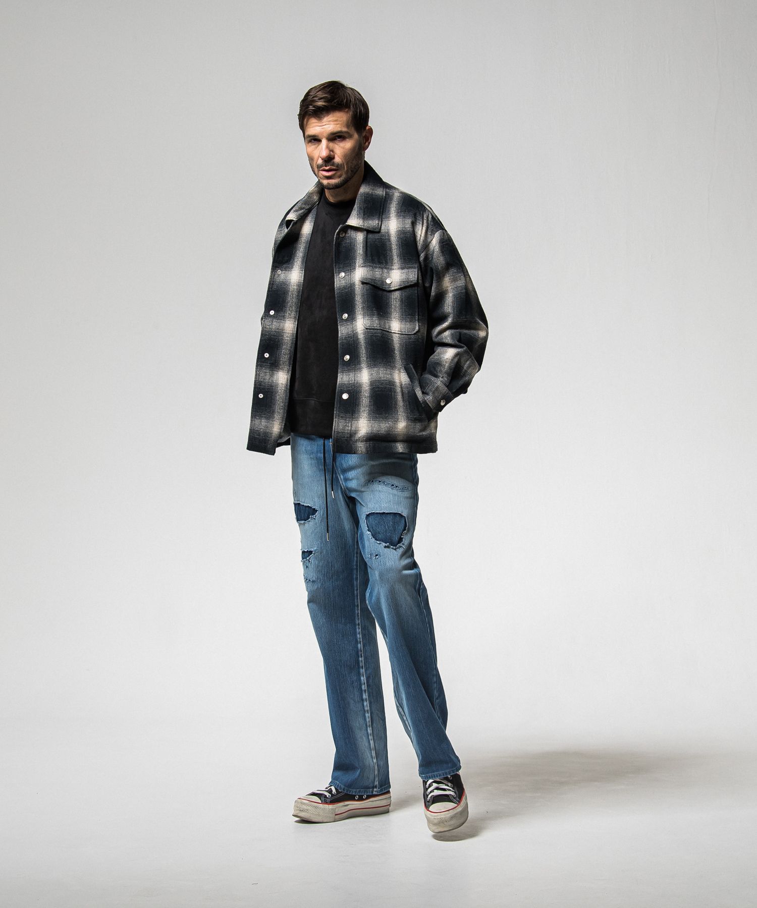 FLANNEL CHECK JK / RC38-JK-007 / フランネルチェックCPOジャケット / ブラック (10月中旬入荷予定)