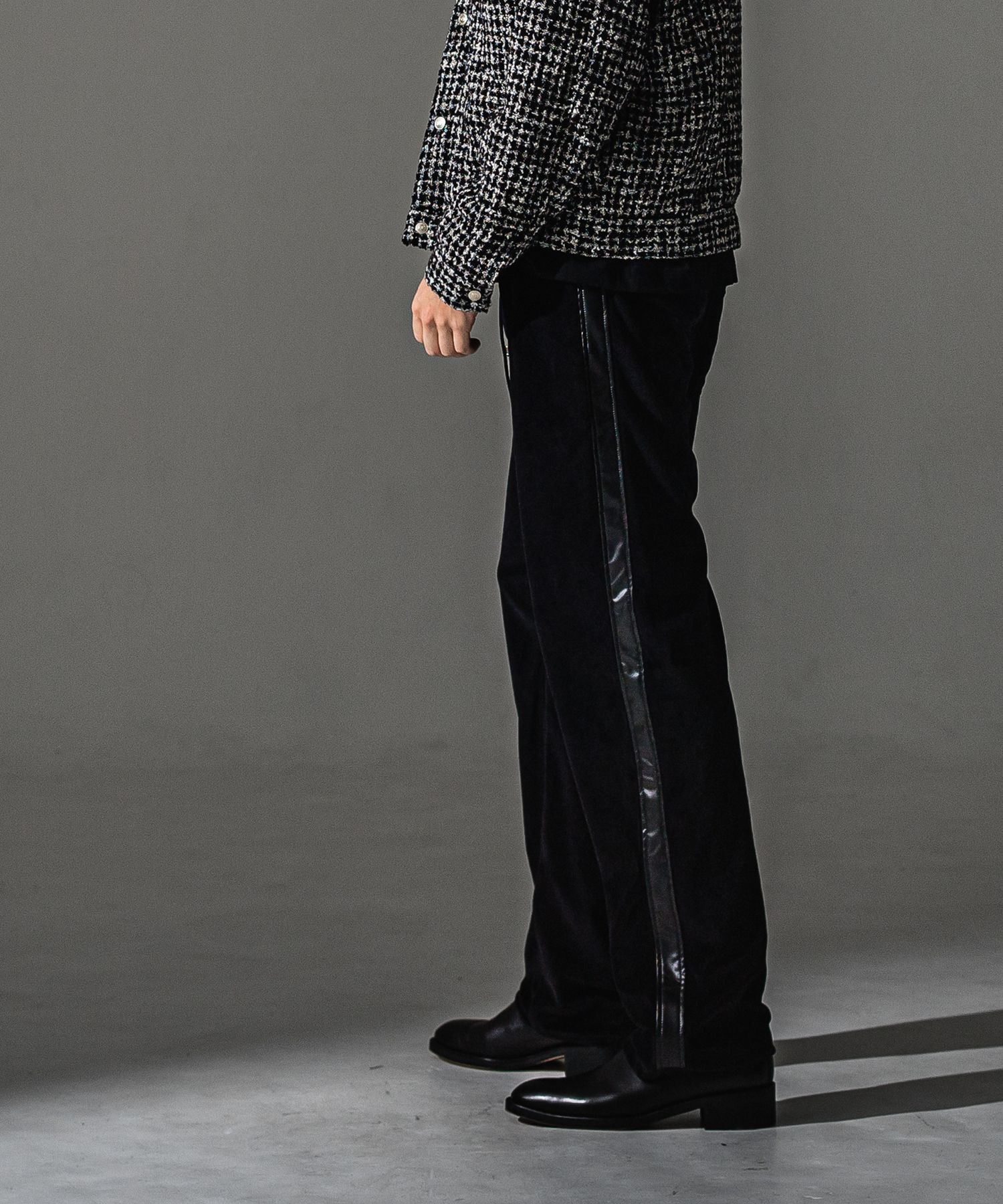 VELOUR SEMIWIDE TUCK PT / RC41-ST-044 / ベロアセミワイドタックパンツ / ブラック (9月中旬入荷予定)