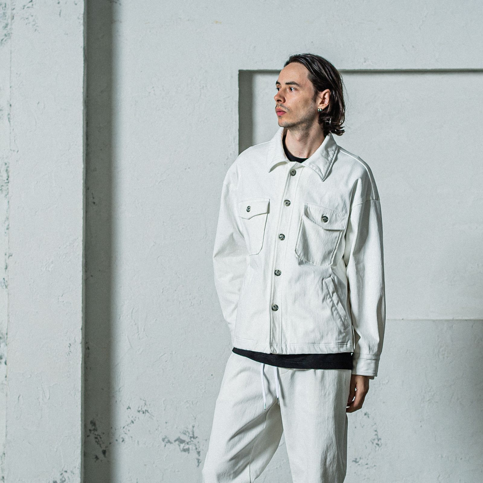 DENIM JERSEY OVER CPO / RC35-JK-002 / デニムジャージCPOジャケット / ホワイト