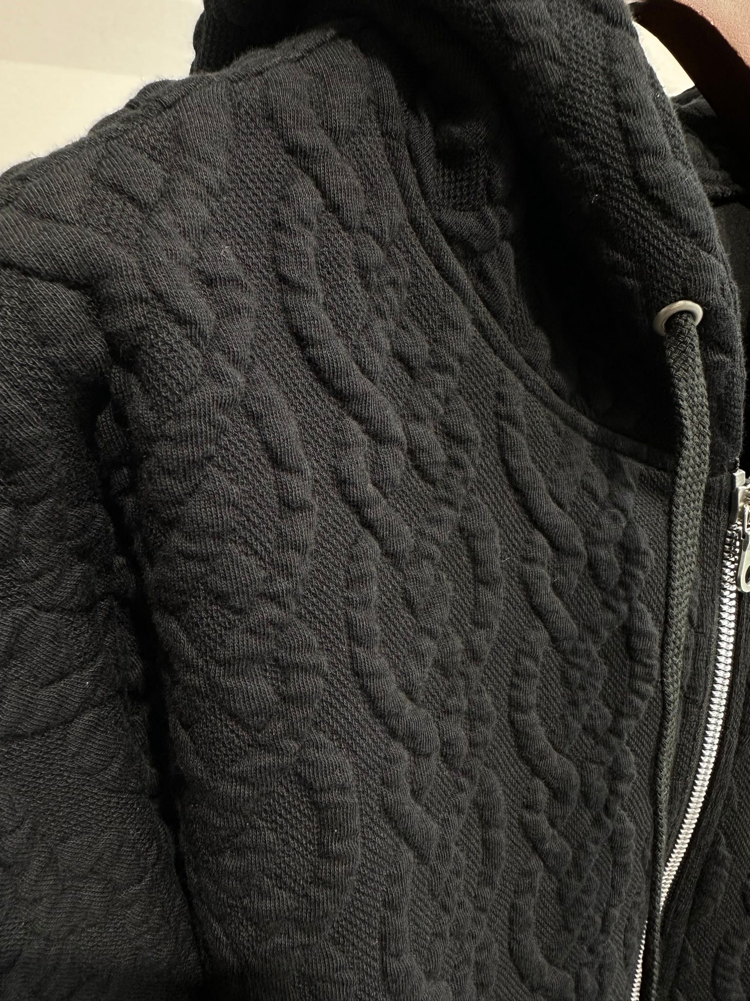 CABLE DROP ZIP HOODIE / RC33-C-004 / ケーブルジップパーカー / ブラック