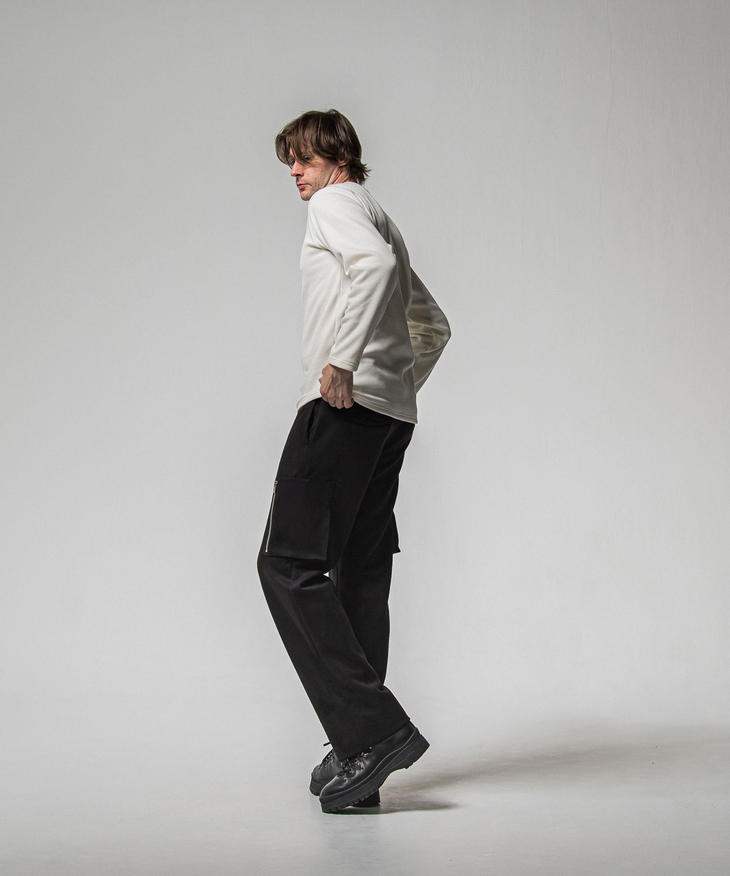 VELOURS FLEECE THERMAL HENRY / RC38-C-003 / 裏起毛サーマルヘンリーネックロングTシャツ / ホワイト (10月中旬入荷予定)