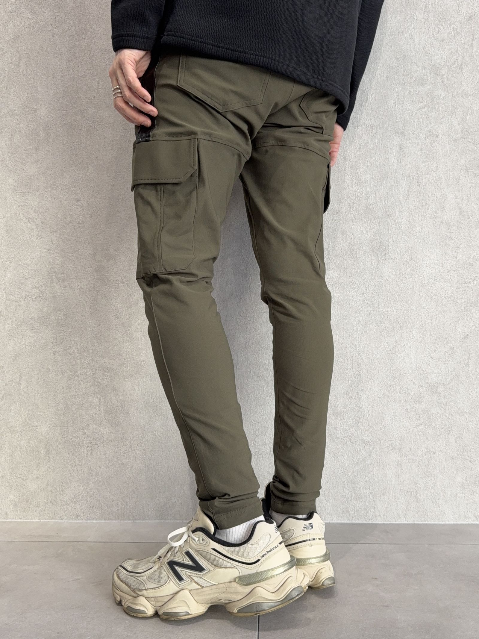 DARRELL CARGO PT / BASIC-ST-010 / ナイロン レザーラインカーゴパンツ / カーキ×レザーブラック