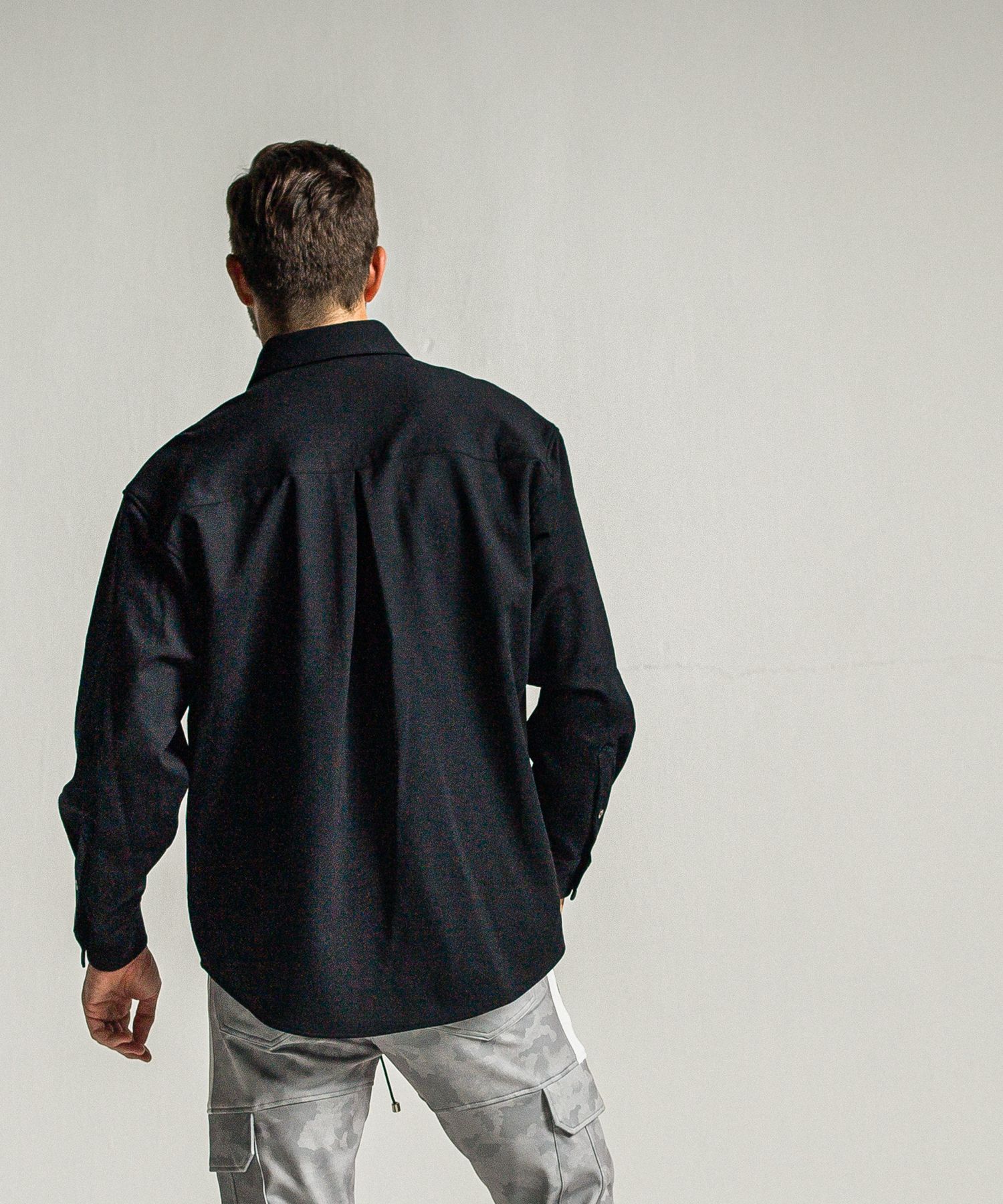 JERSEY JACK SHIRT / RC34-SH-001 / 裏起毛オーバーサイズシャツ / ブラック