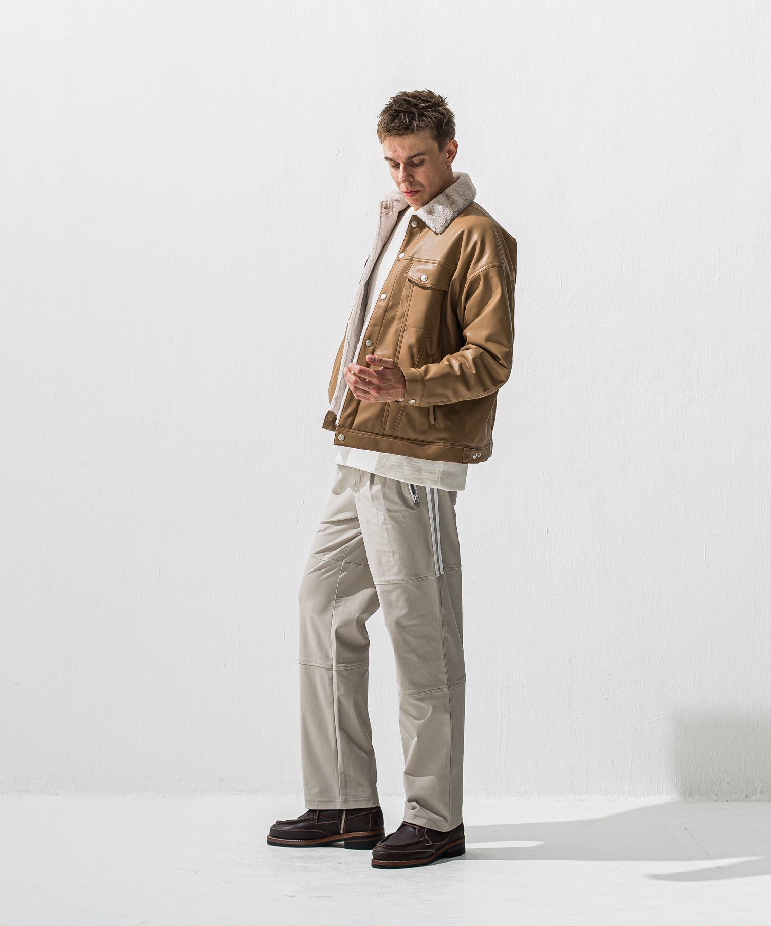 VELOURS FLEECE THERMAL LOOSE TRAINER / RC42-C-002 / 裏起毛サーマルトレーナー / ホワイト (10月下旬入荷予定)