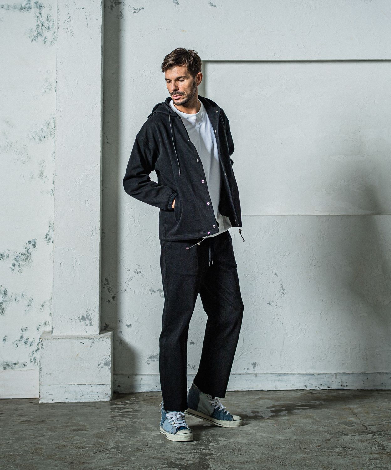 EX DENIM JERSEY WIDE PT / RC35-ST-016WTD / デニムジャージワイドパンツ / ブラック