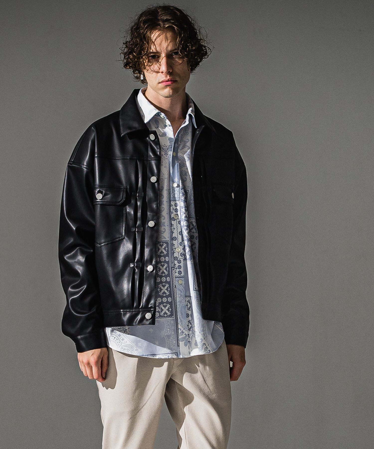 LEATHER 2ND G / RC41-JK-007 / エコレザー2ND型Gジャン / ブラック (9月下旬入荷予定)