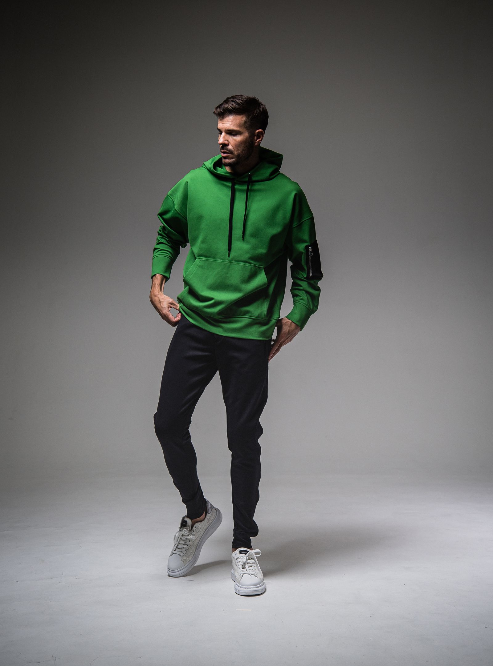 MILITARY POCKET LOOSE HOODIE / RC25-C-005 / ミリタリーポケットパーカー / グリーン