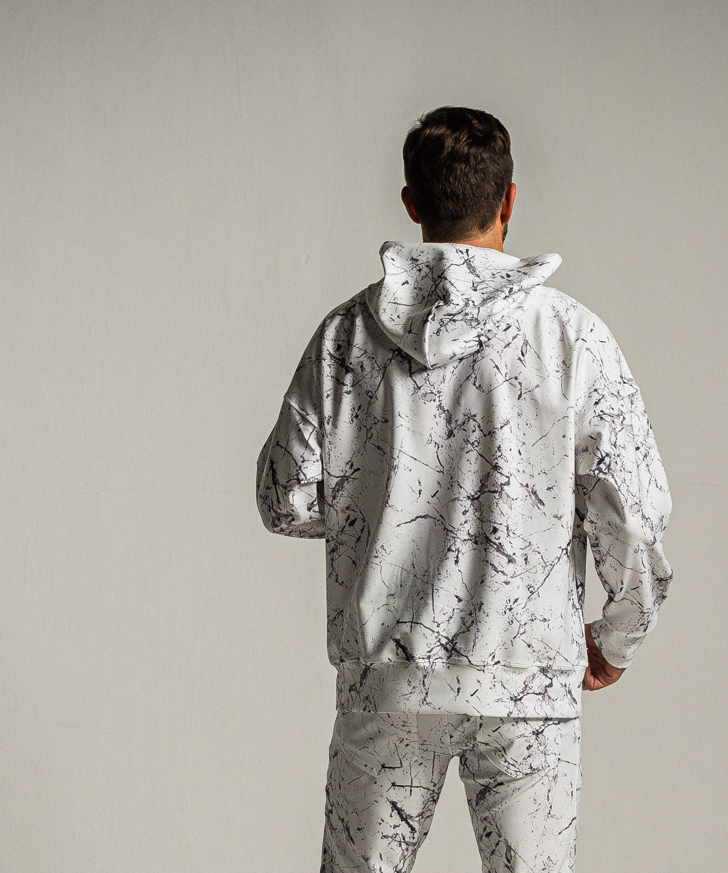 PAINT LOOSE HOODIE / RC34-C-008 / ペイント柄ルーズパーカー / グレー