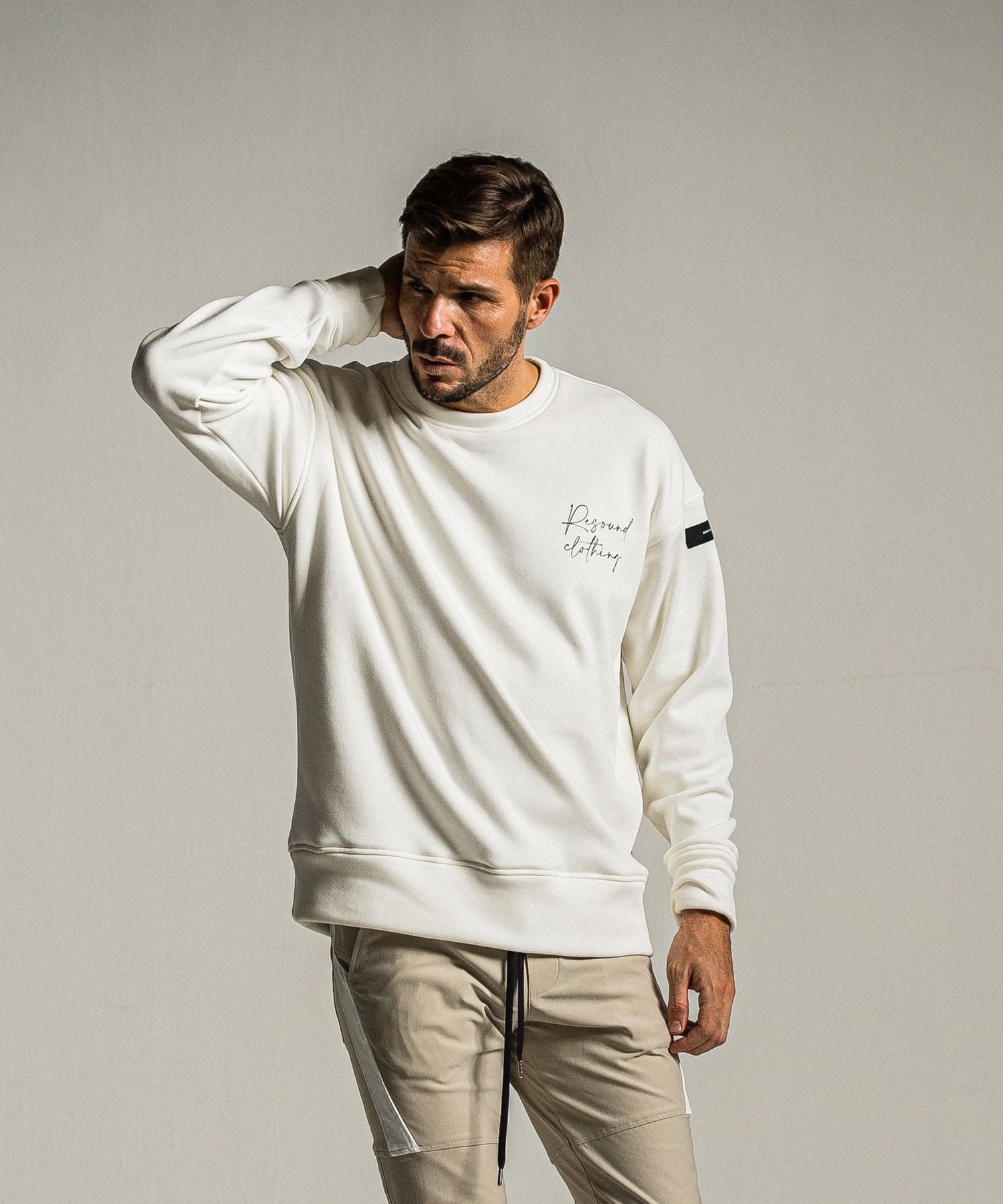 ID VELOURS FLEECE DROP TRAINER / RC34-C-004 / 裏起毛バックロゴトレーナー / ホワイト