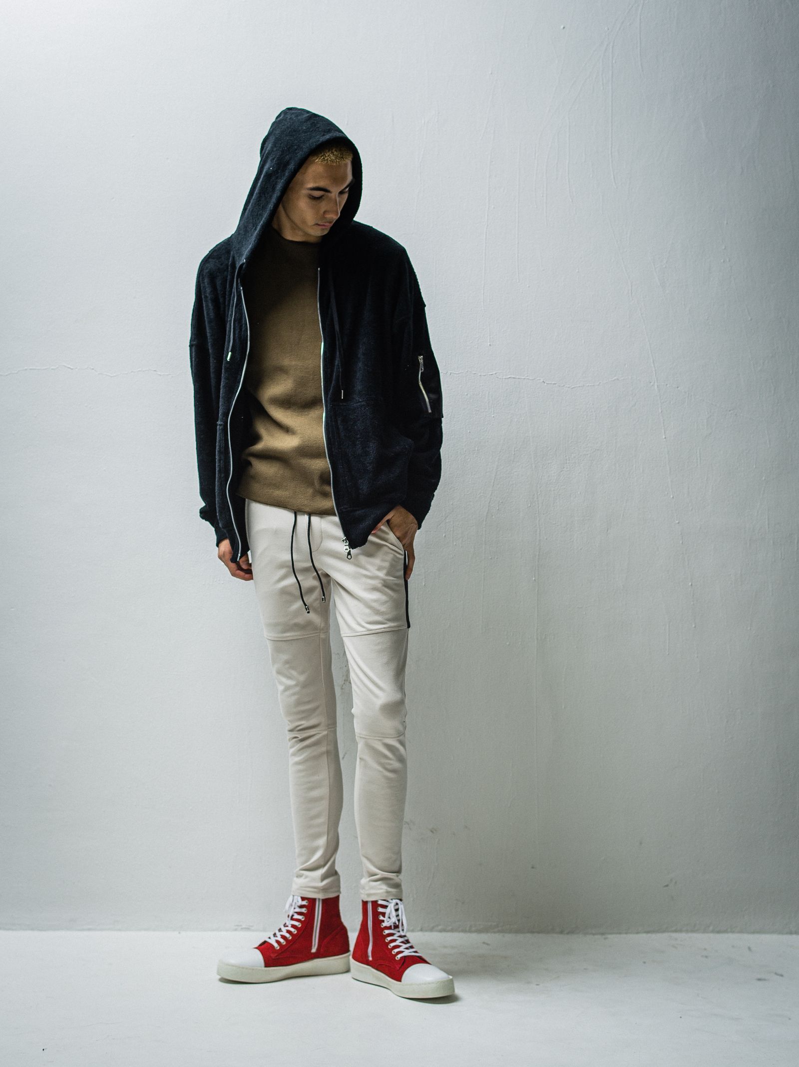 WEST PILE ZIP LOOSE HOODIE / RC27-C-008 / パイルジップパーカー / ブラック