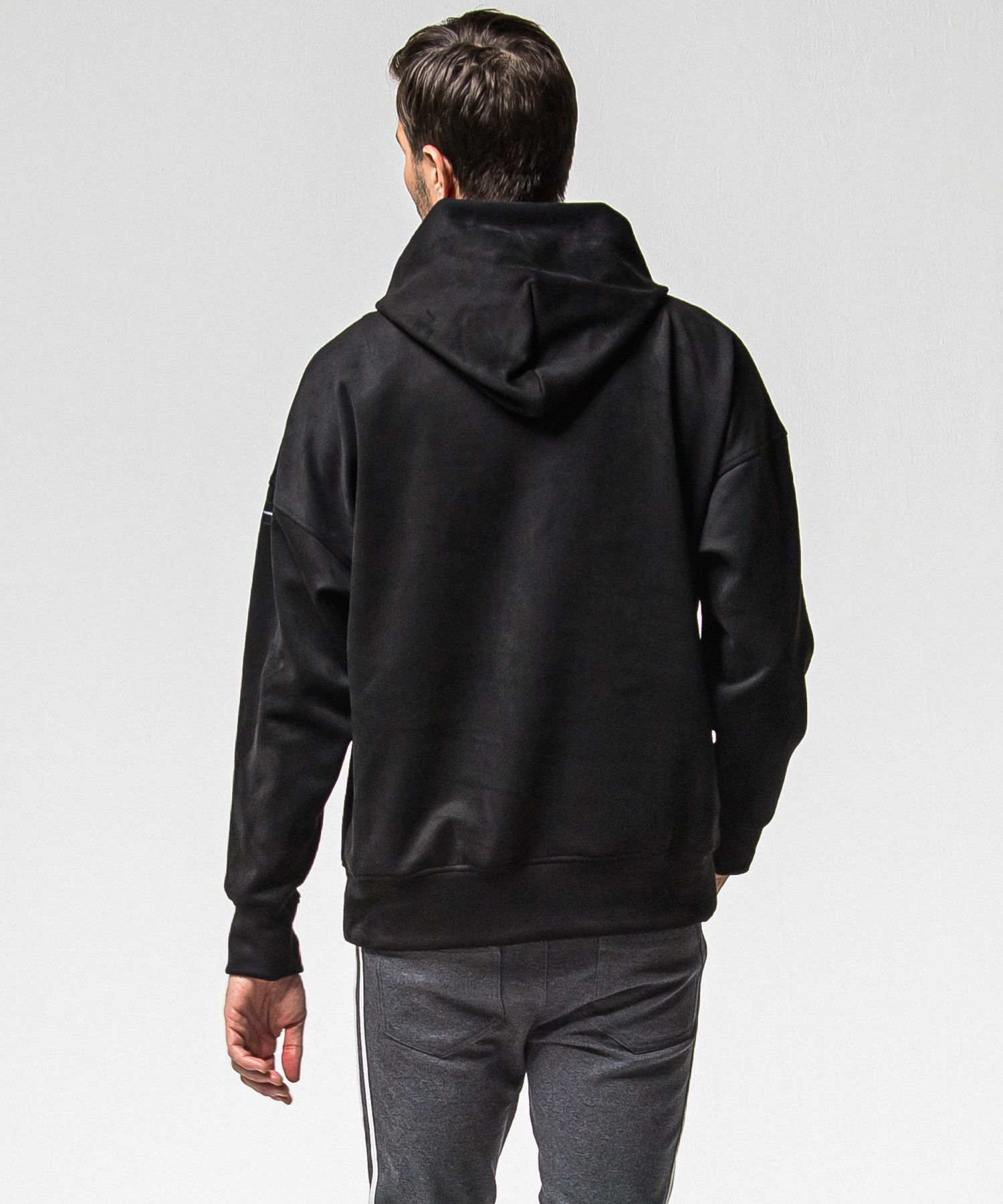 SUEDE LOOSE HOODIE / RC38-C-006 / スエードパーカー / ブラック (1月上旬入荷予定)