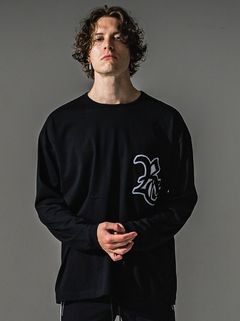 RC OVER LONGSLEEVE TEE / RC41-T-001 / オーバーサイズ長袖RCロゴワッペンTシャツ / ブラック×ホワイト (7月中旬入荷予定)