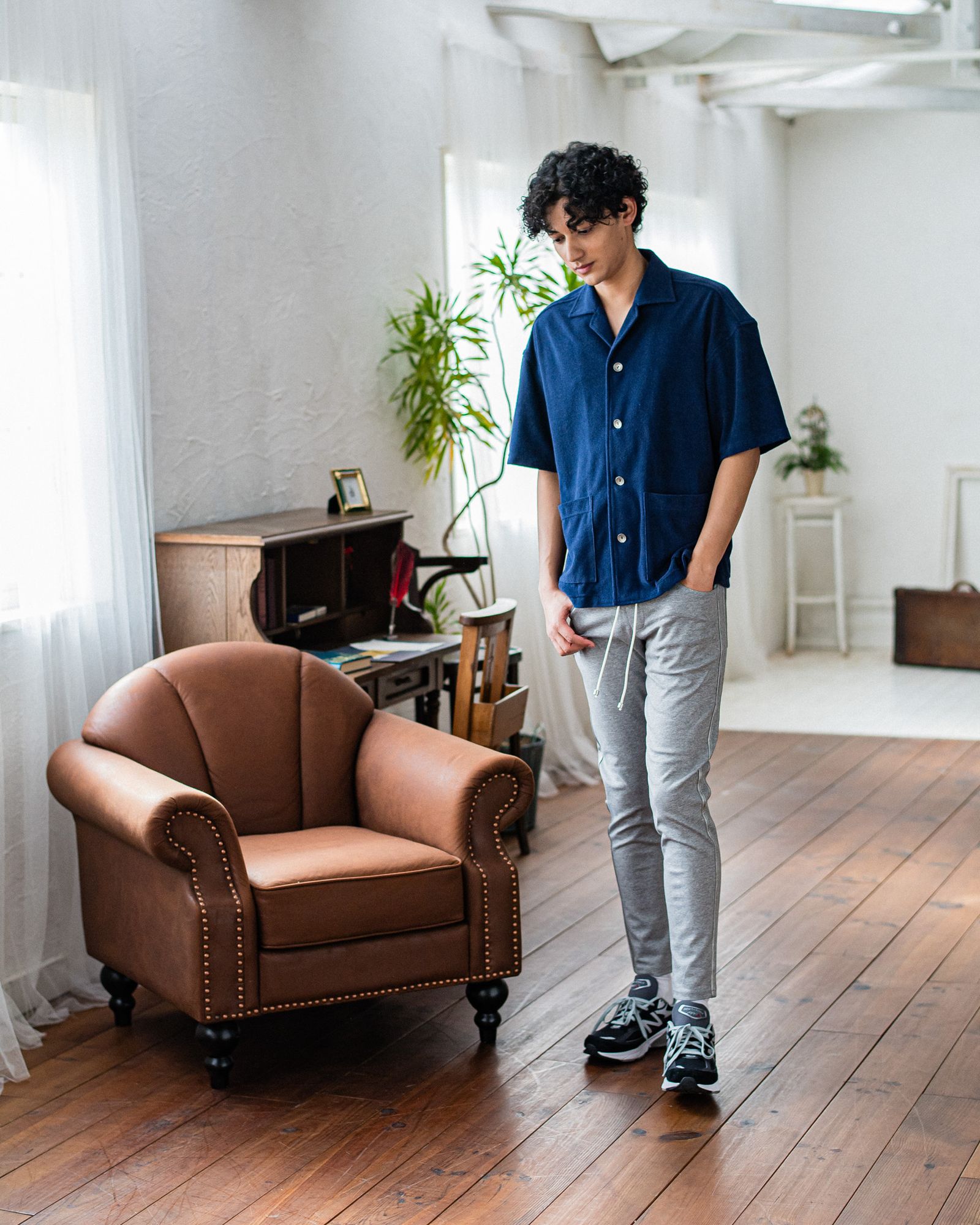 PILE BEACH SHIRTS / RC32-SH-002 / パイル半袖シャツ / ネイビー