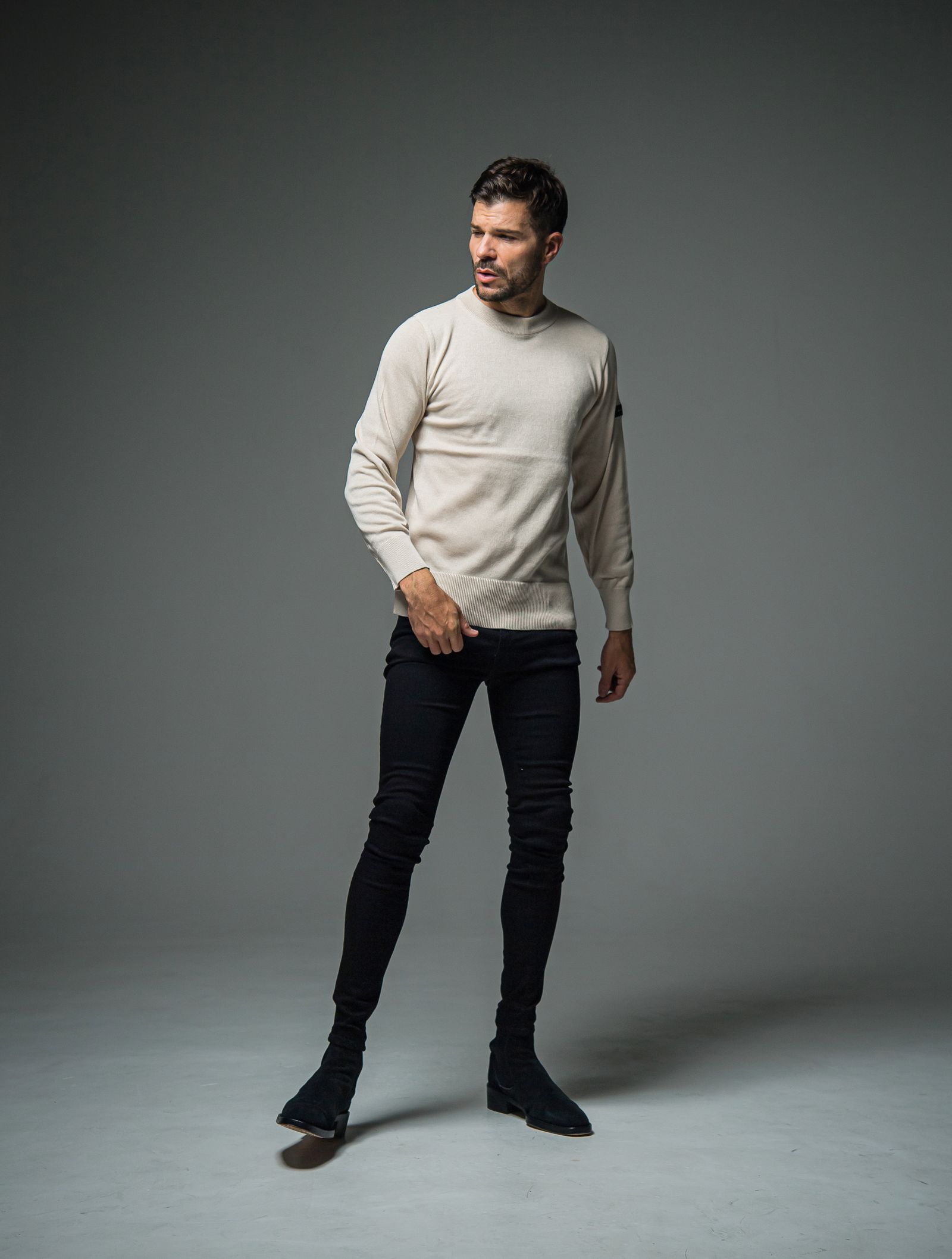 SILK KNT LONG SLEEVE / RC29-K-001 / 無地コットンニット / ベージュ