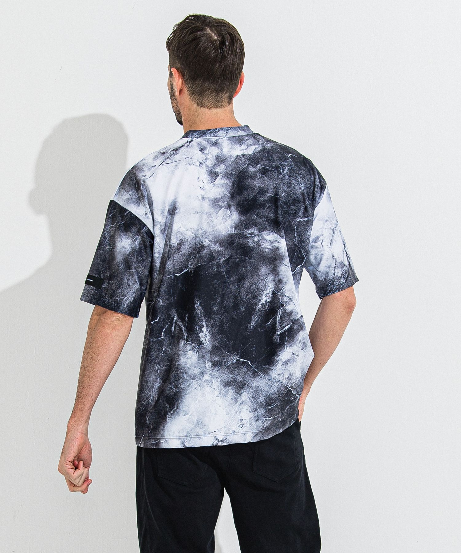 MARBLE RUSH OVER T / RC36-T-012 / マーブル柄ラッシュガードビッグTシャツ / ブラック