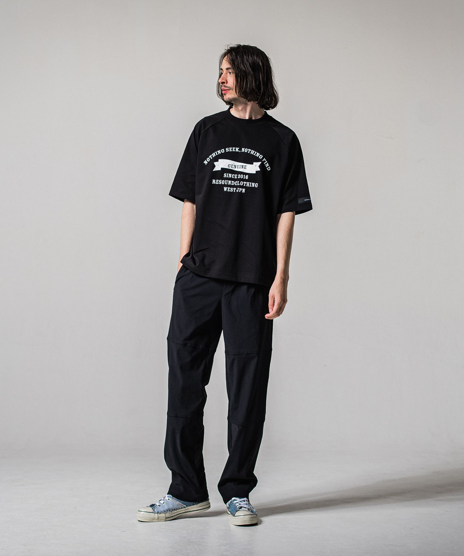 JOHNSON LINE WIDE PANTS / RC39-ST-009WT / ジョンソンラインワイドタックパンツ / ブラック×ホワイト (1月下旬入荷予定)