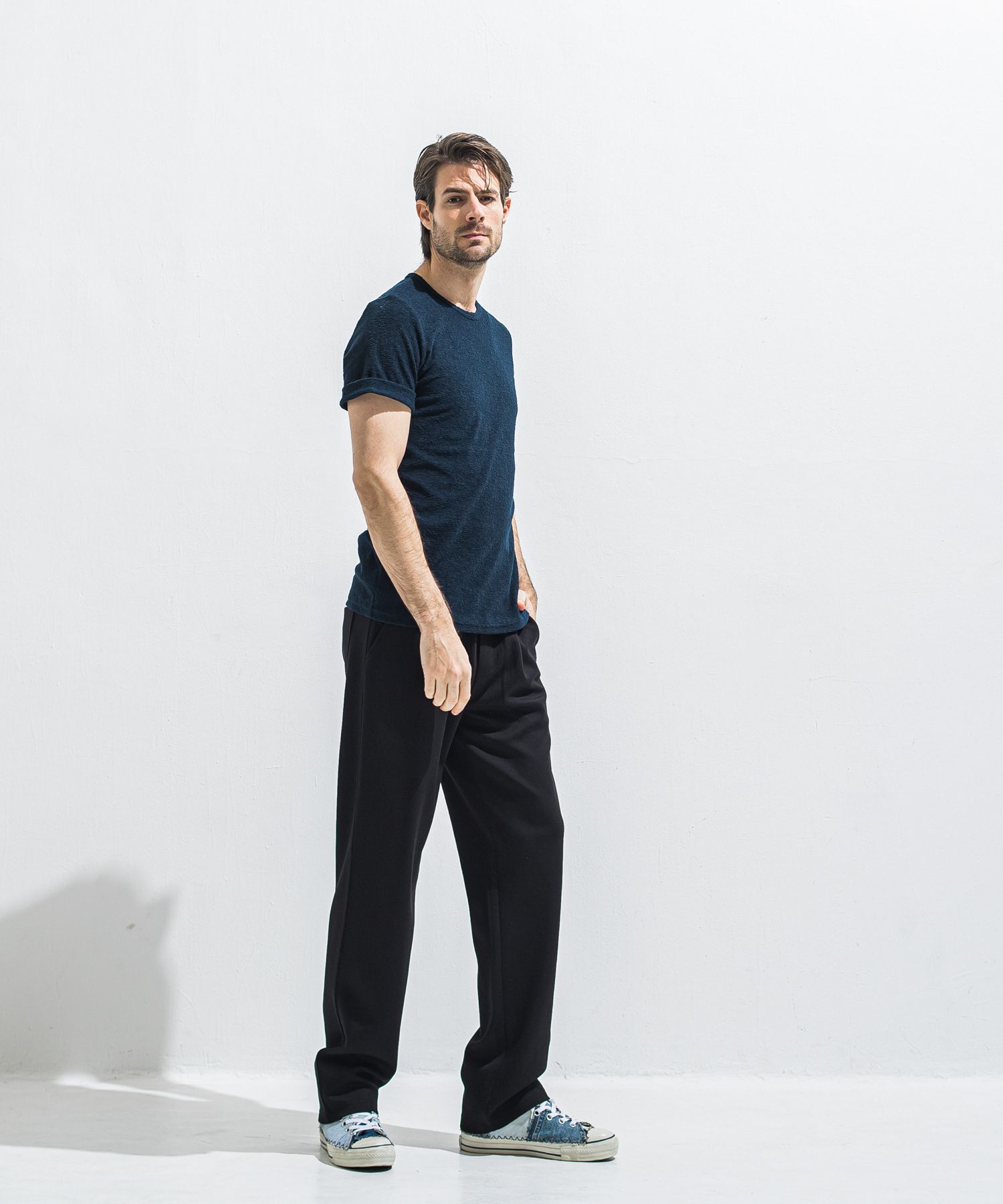 SEMI WIDE TUCK PANTS / RC40-ST-016WT / セミワイドタックパンツ / ダンボールブラック (4月中旬入荷予定)