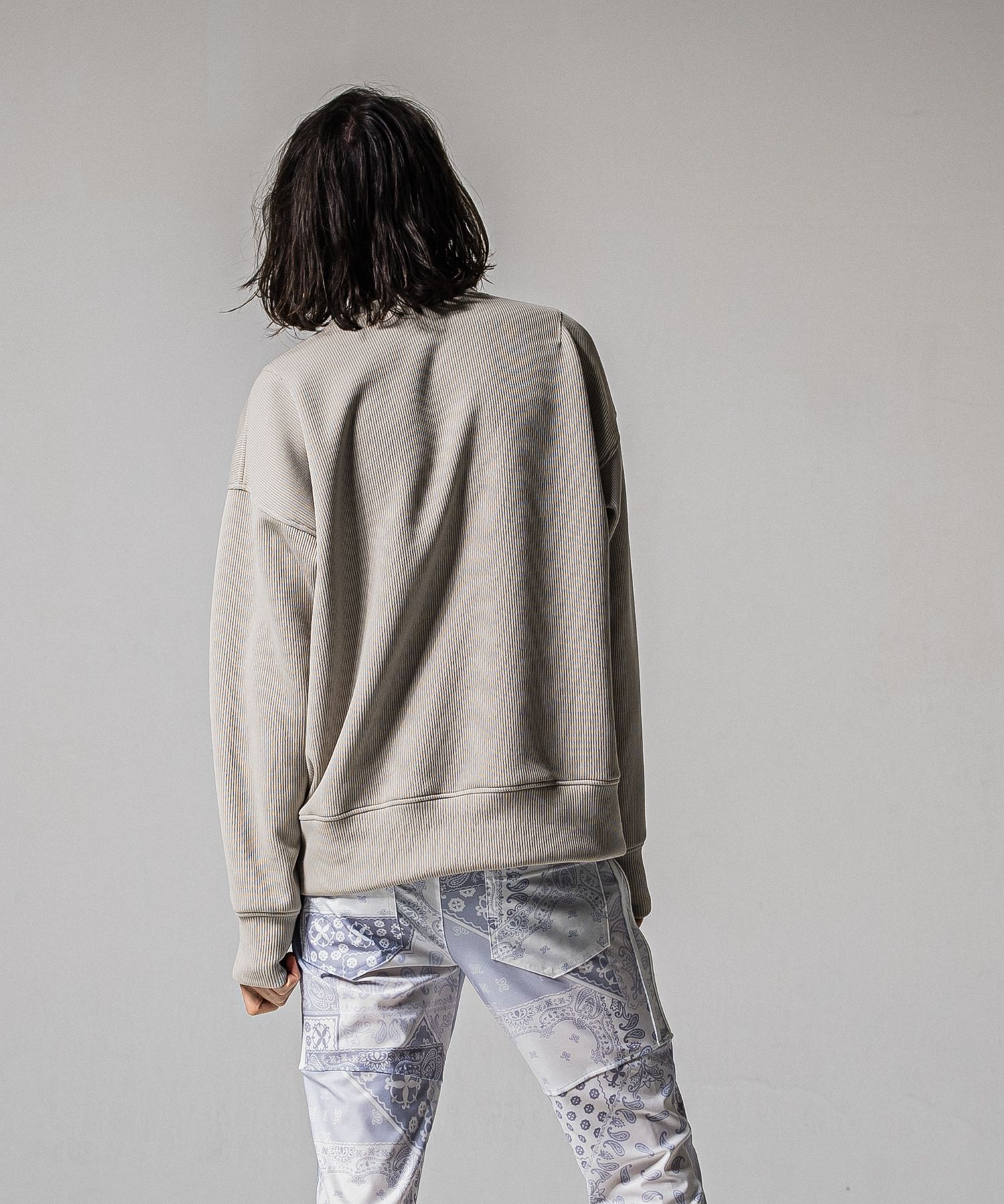 AZE MILITARY DROP TRAINER / RC39-C-003 / 高機能畦編みニットトレーナー / グレージュ (1月下旬入荷予定)