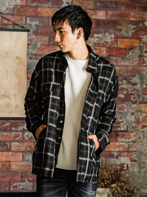 OVER GOWN CHECK SHIRTS / RC31-SH-003 / オーバーチェックシャツ / ブラック
