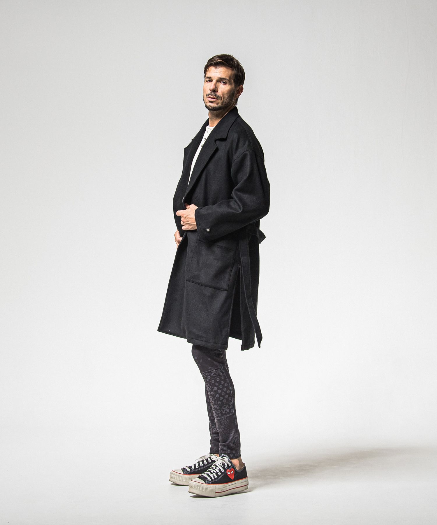 GOWN OVER COAT / RC38-JK-004 / オーバーサイズガウンコート / ブラック (11月上旬入荷予定)