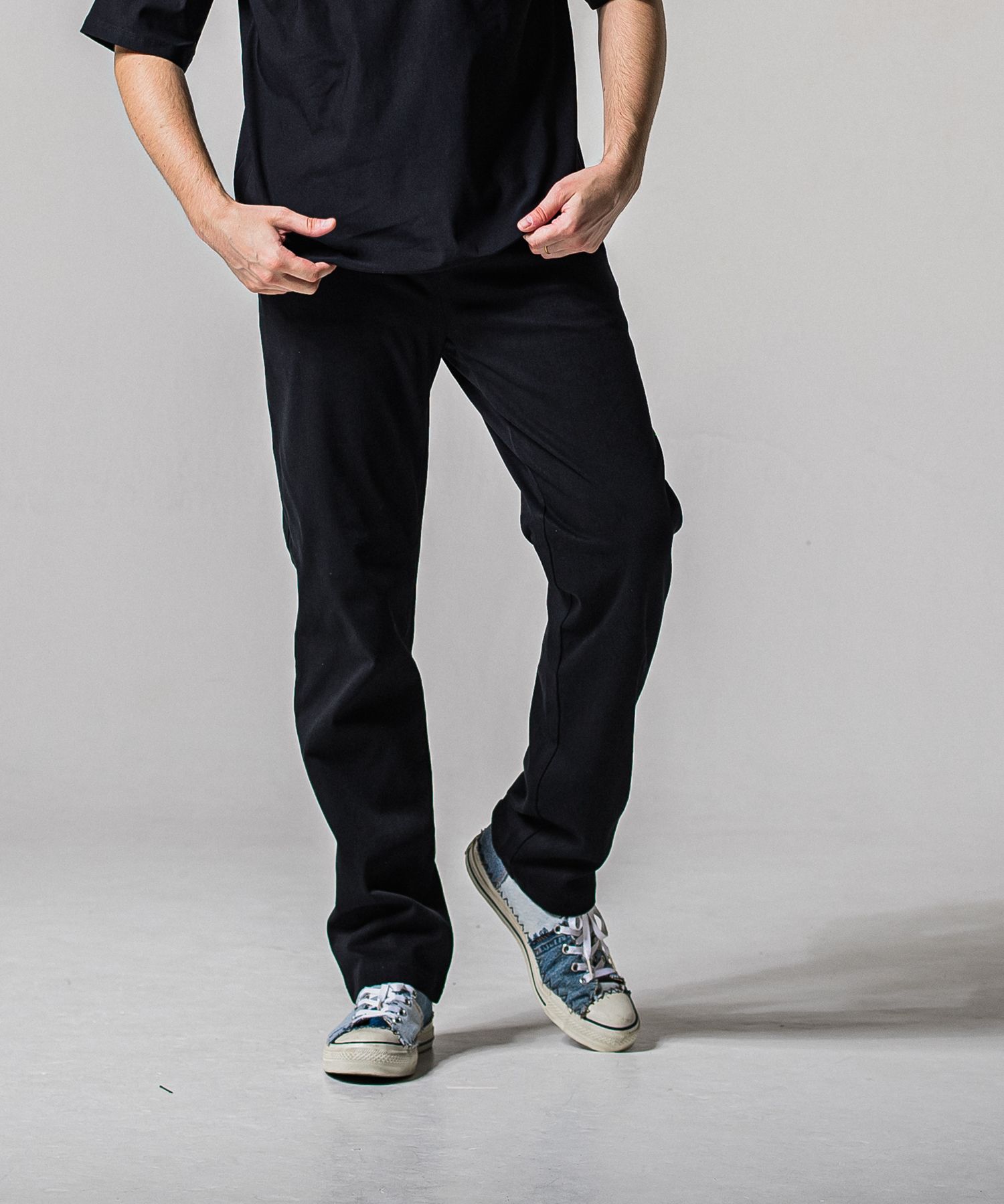 DENIM JERSEY WIDE PT / RC39-ST-016WTD / ライトオンスデニムジャージ ワイドパンツ / ブラック (1月下旬入荷予定)