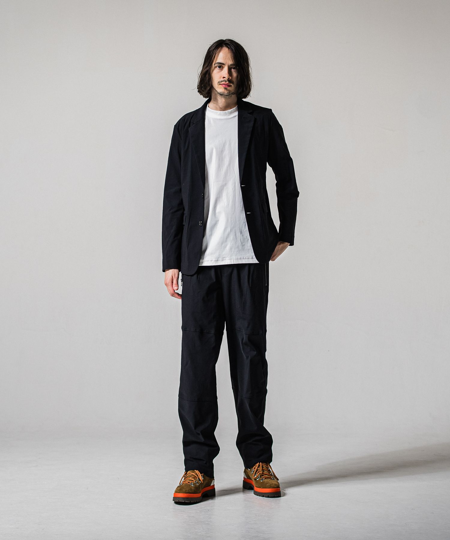 JOHNSON LINE WIDE PANTS / RC39-ST-009WT / ジョンソンラインワイドタックパンツ / ブラック×ブラック (1月下旬入荷予定)