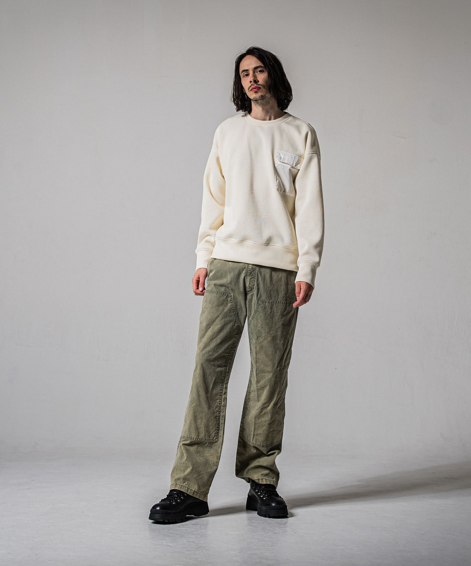 DOUBLE KNEE PT / RC39-ST-041 / ダブルニーワイドデニムパンツ / ダックカーキ (3月中旬入荷予定)