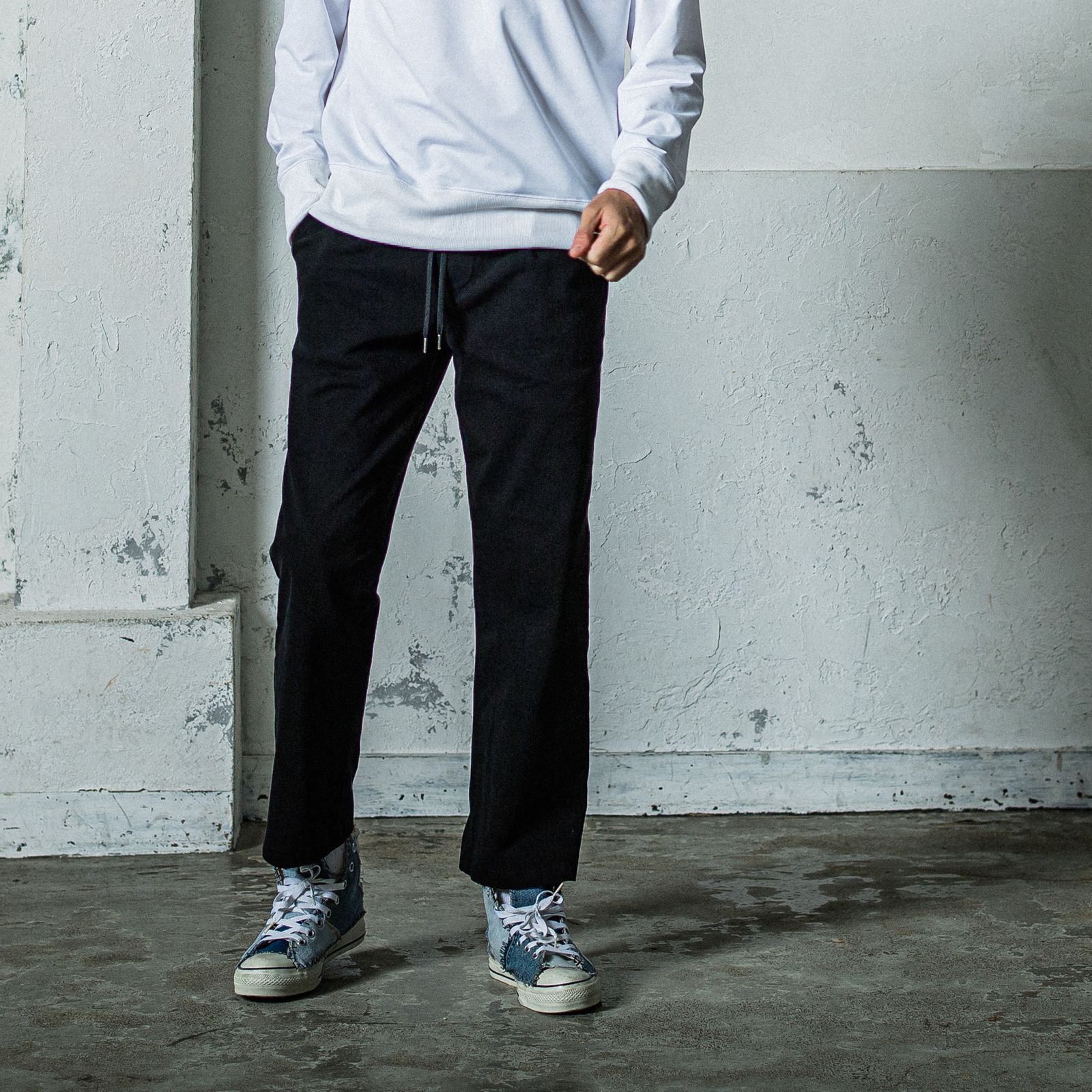 EX DENIM JERSEY WIDE PT / RC35-ST-016WTD / デニムジャージワイドパンツ / ブラック