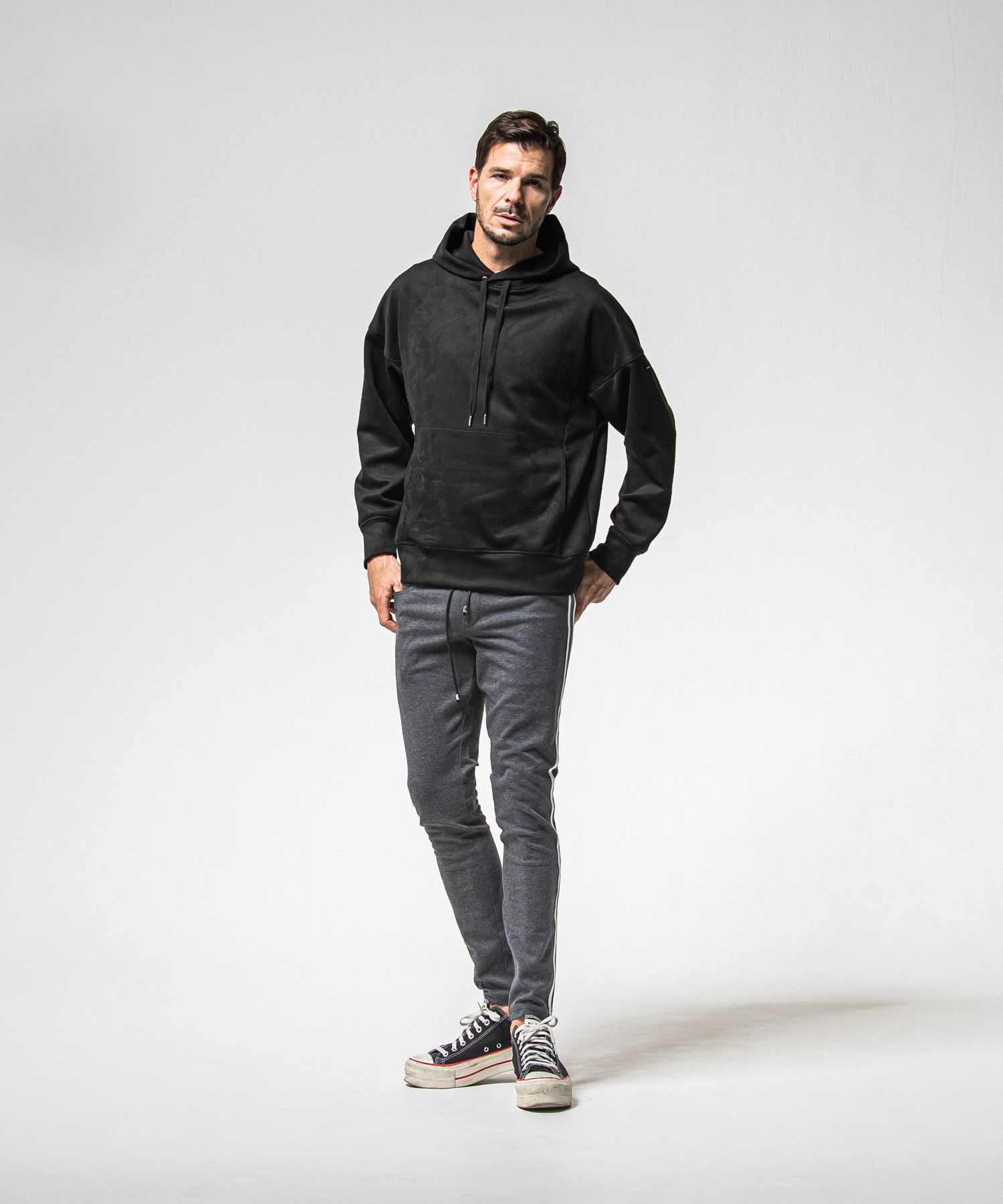 SUEDE LOOSE HOODIE / RC38-C-006 / スエードパーカー / ブラック (1月上旬入荷予定)