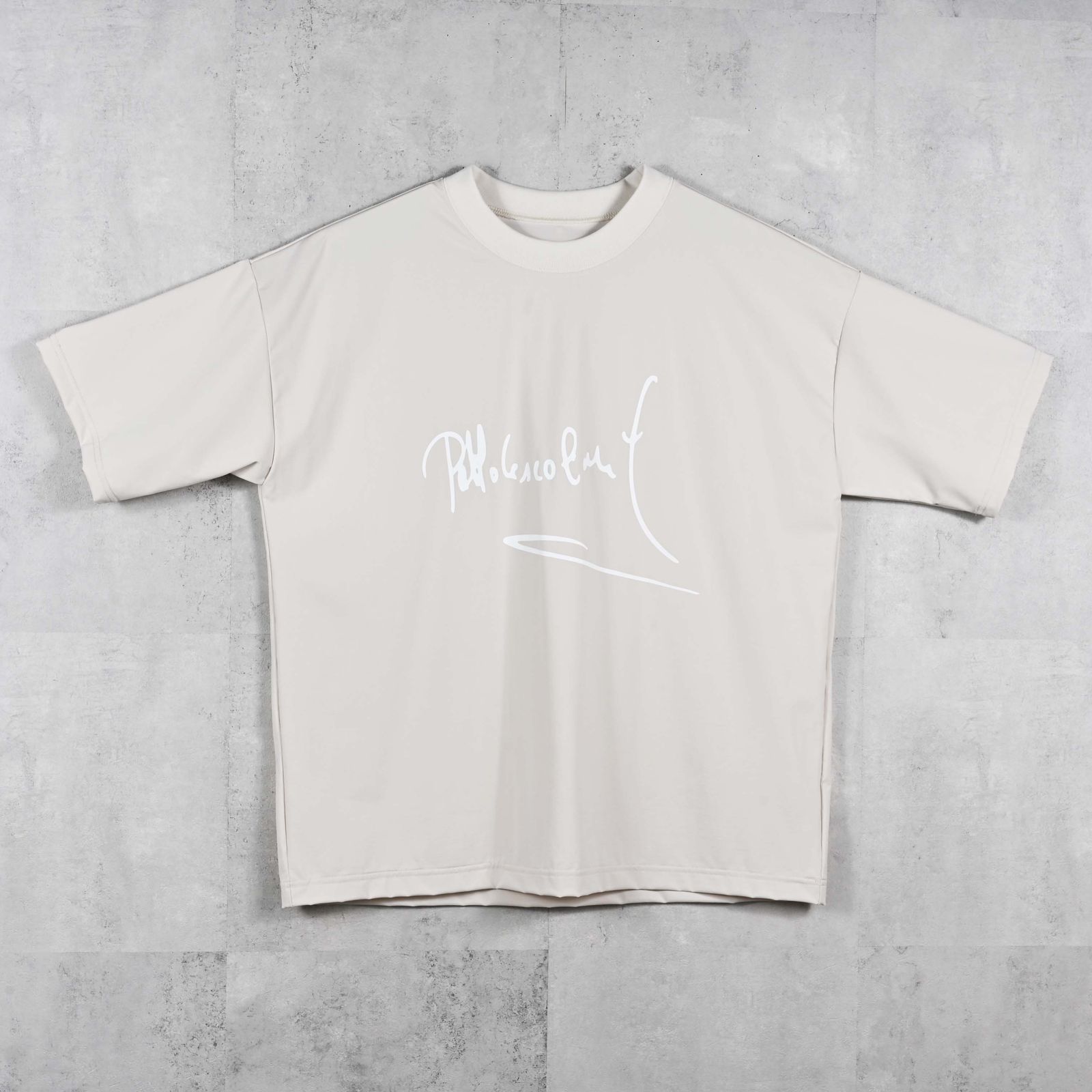 PB SIGN OVER NYLON T / DP1-T-002 / サインプリントナイロンビッグTシャツ / グレージュ (4月上旬入荷予定)