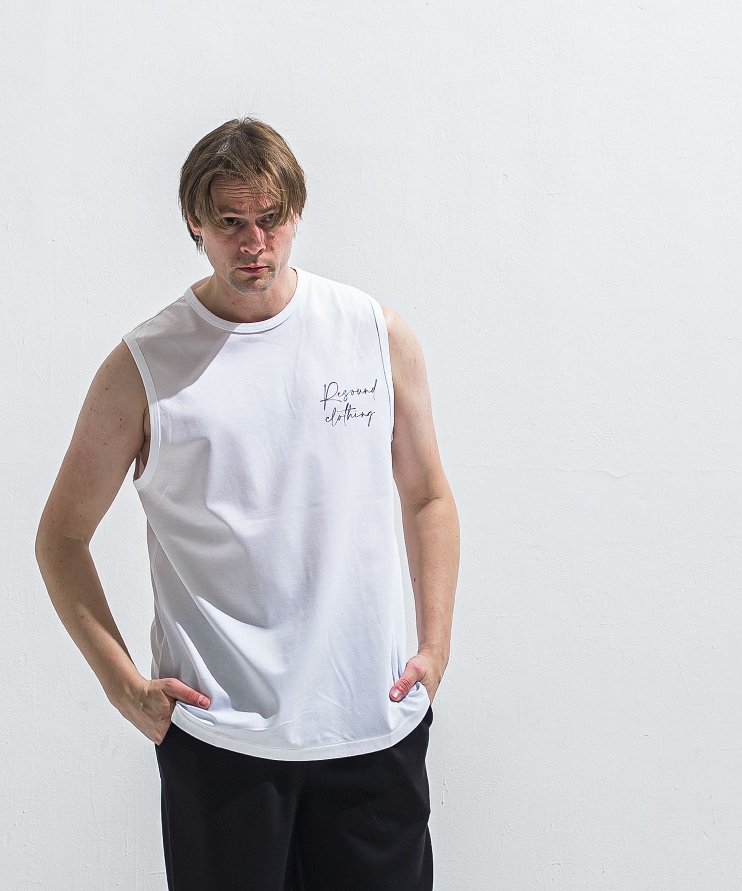 OVER NO SLEEVE / RC40-T-010 / バックロゴメッシュノースリーブ / ホワイト (6月上旬入荷予定)