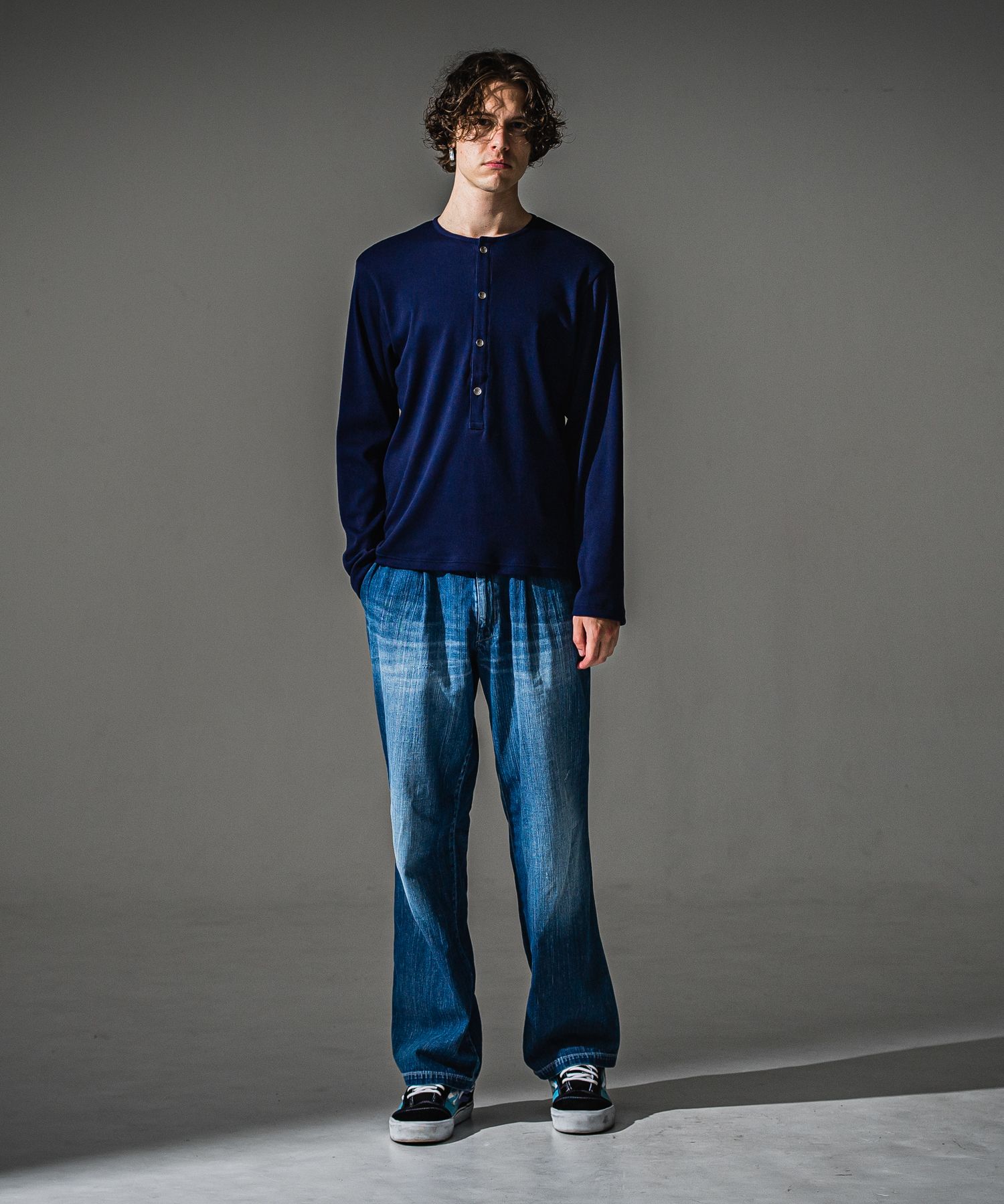 RIB HENRY LONGSLEEVE / RC41-T-005 / リブヘンリーネック長袖Tシャツ / ネイビー (7月中旬入荷予定)