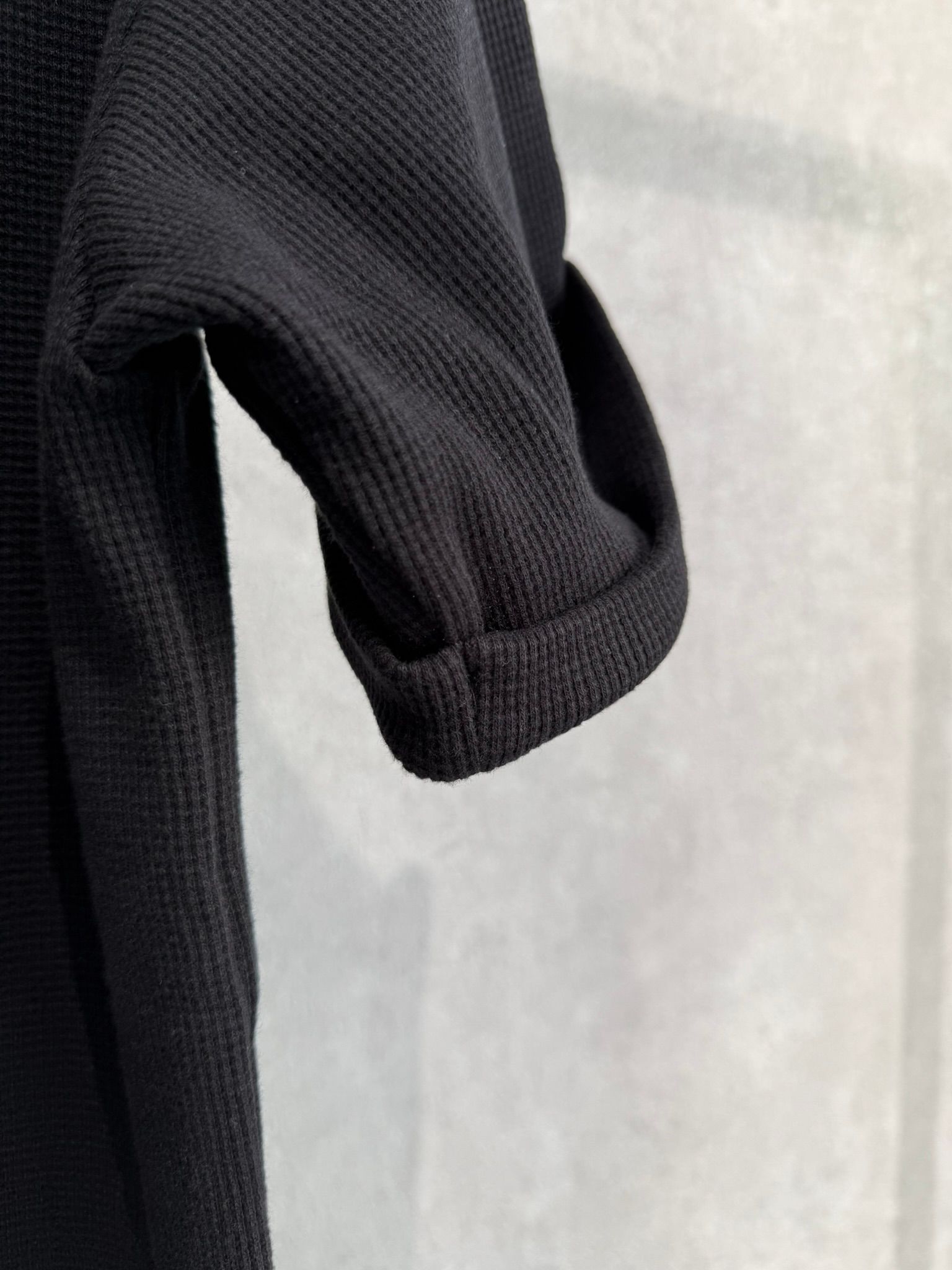 CUT OFF THERMAL TEE / RC39-T-003 / サーマルロールアップTシャツ / ブラック