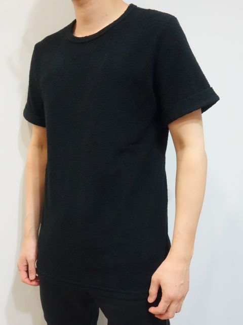 RANDOM PILE ROLL UP TEE / RC24-T-001 / パイル無地Tシャツ / ブラック