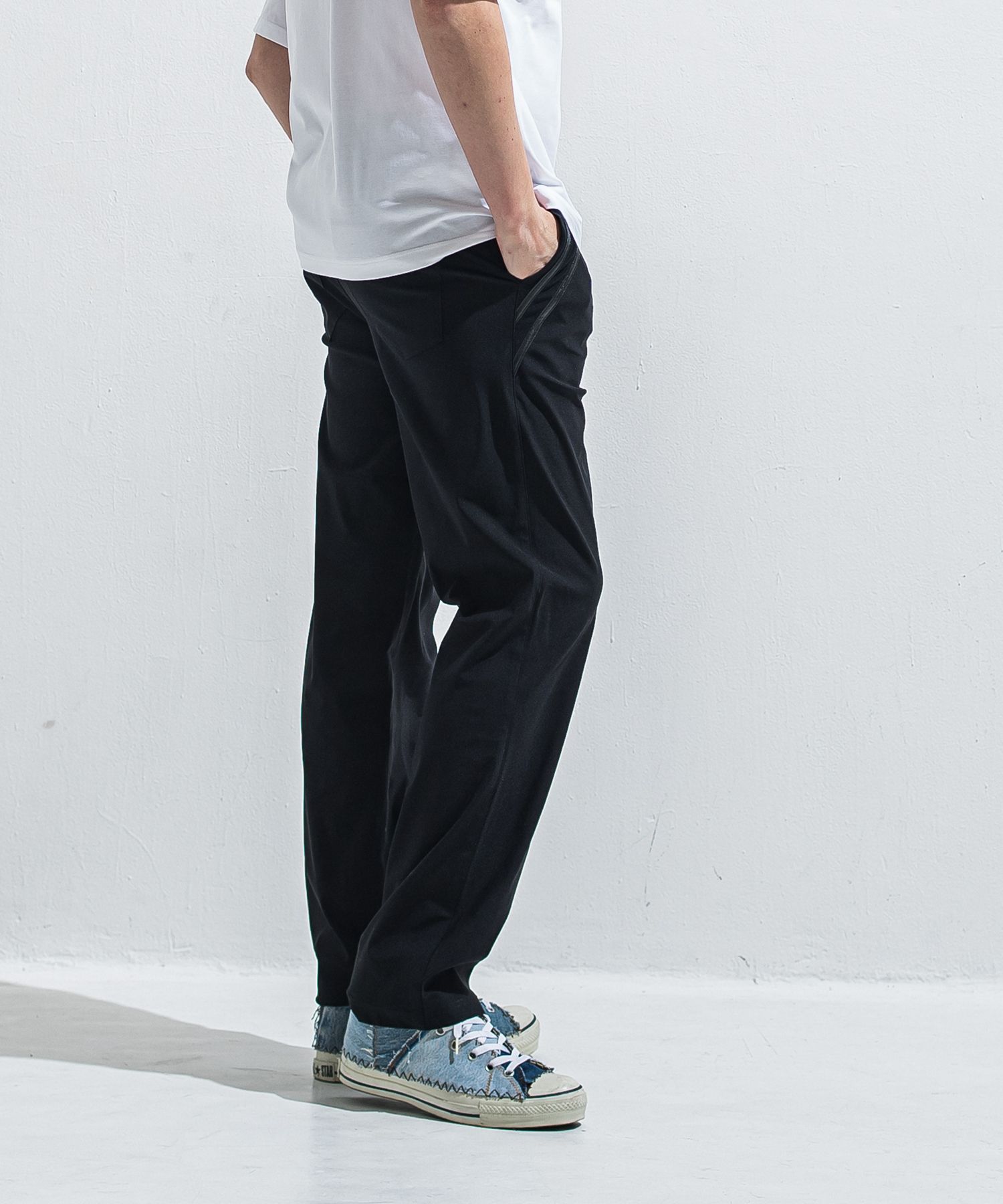 EDGE NYLON SEMI WIDE PT / RC40-ST-014WT / エッジナイロンセミワイドラインパンツ / ブラック×ブラック (4月下旬入荷予定)