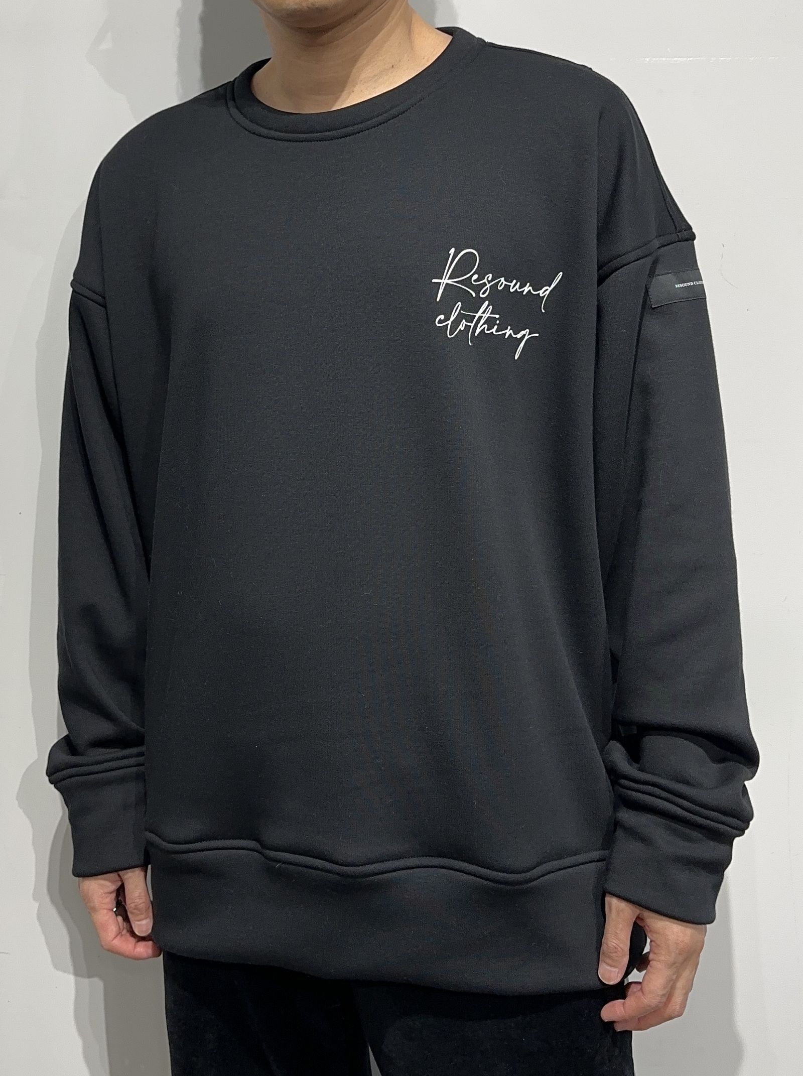 ID VELOURS FLEECE DROP TRAINER / RC34-C-004 / 裏起毛バックロゴトレーナー / ブラック