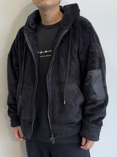 BOA ZIP LOOSE HOODIE / RC30-C-008 / ボアフリースジップパーカー / ブラック