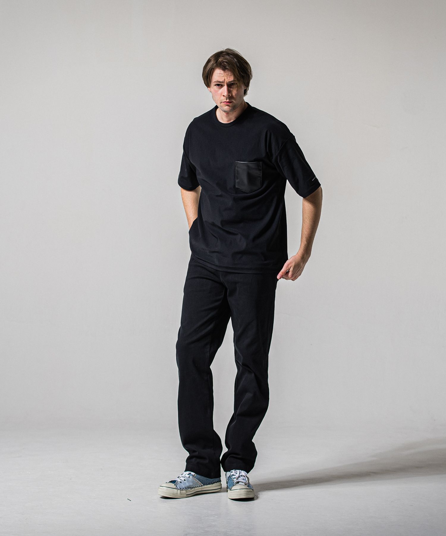 DENIM JERSEY WIDE PT / RC39-ST-016WTD / ライトオンスデニムジャージ ワイドパンツ / ブラック (1月下旬入荷予定)