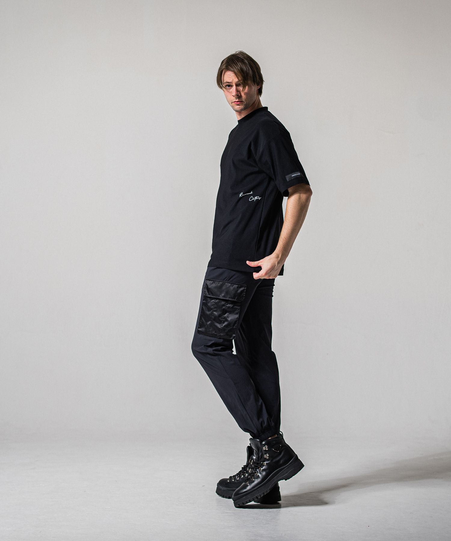 SIDE RC OVER TEE / RC39-T-004 / サイドロゴナイロンビッグTシャツ / ブラック (4月上旬入荷予定)