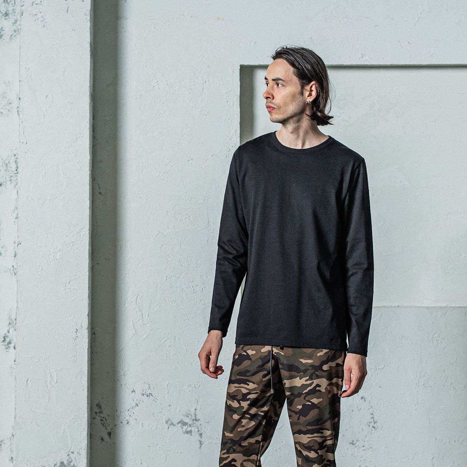 LONG SLEEVE TEE / RC35-T-008 / 無地長袖Tシャツ / ブラック