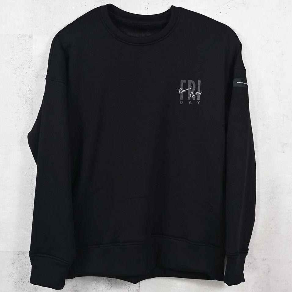 【FRIDAYコラボ】 FRIDAY STANDARD LOGO VELOURS FLEECE TRAINER / RCF1-C-004 / 裏起毛FRIDAYスタンダードロゴトレーナー / ブラック (11月上旬入荷予定)