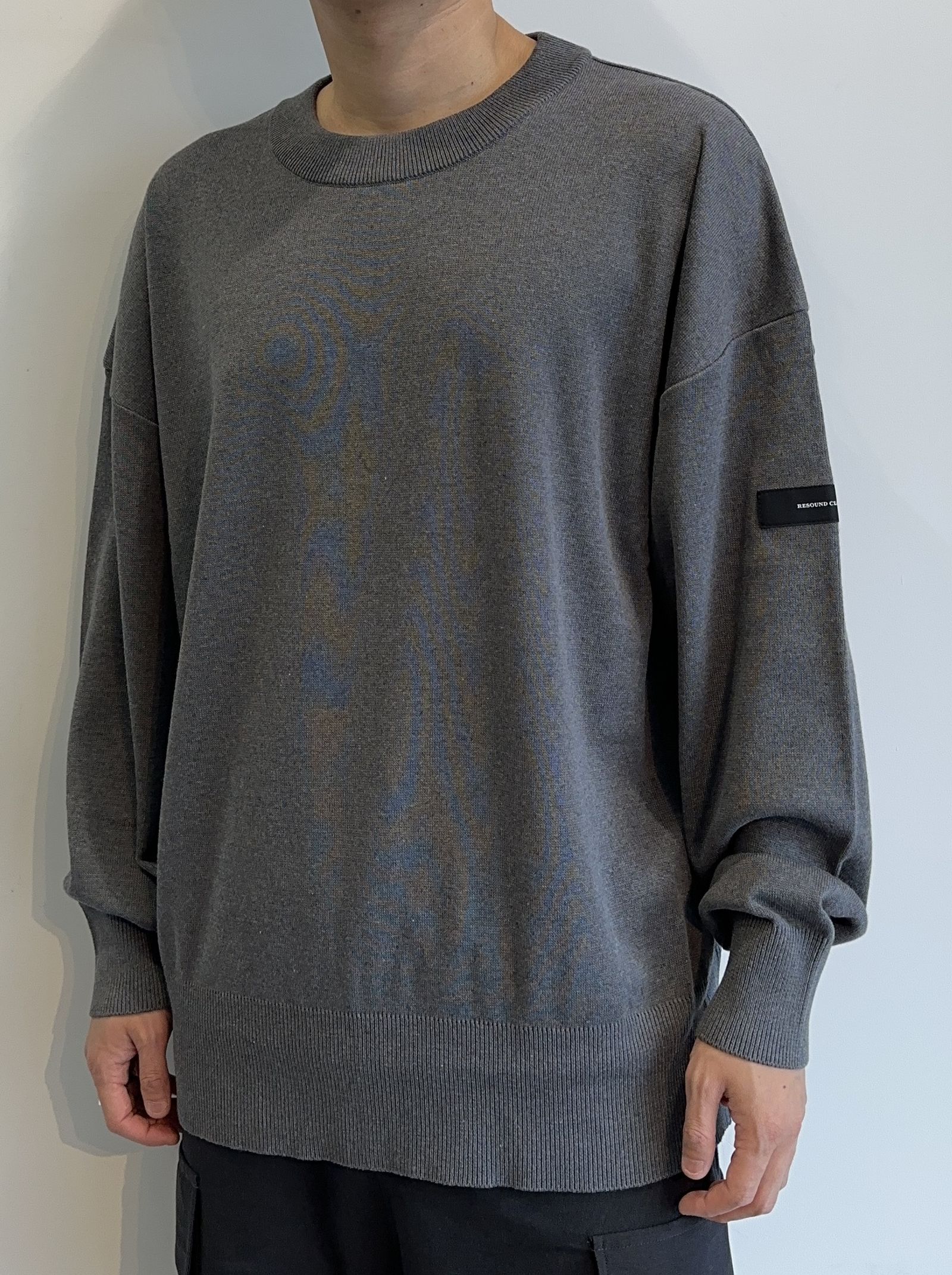 SILK KNT OVER LONG SLEEVE / RC29-K-002 / 無地ルーズコットンニット / チャコール